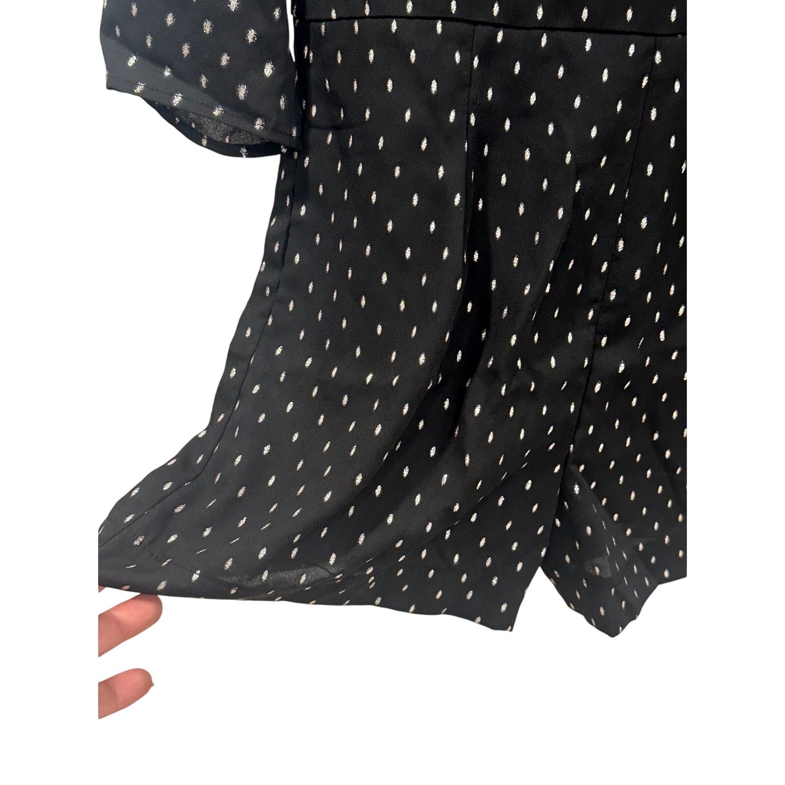 Zara Zara Black Polka Dot Romper 3/4 Sleeve Romper Playsuit S Size 28" / US 6 / IT 42 - 5 Thumbnail