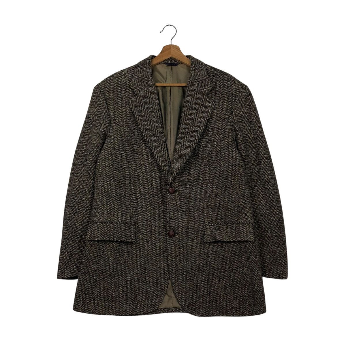Harris Tweed 🔥VINTAGE WOOL HERRINGBONE JACKET HARRIS TWEED DOUBLE BREAST Size US M / EU 48-50 / 2 - 3 Thumbnail