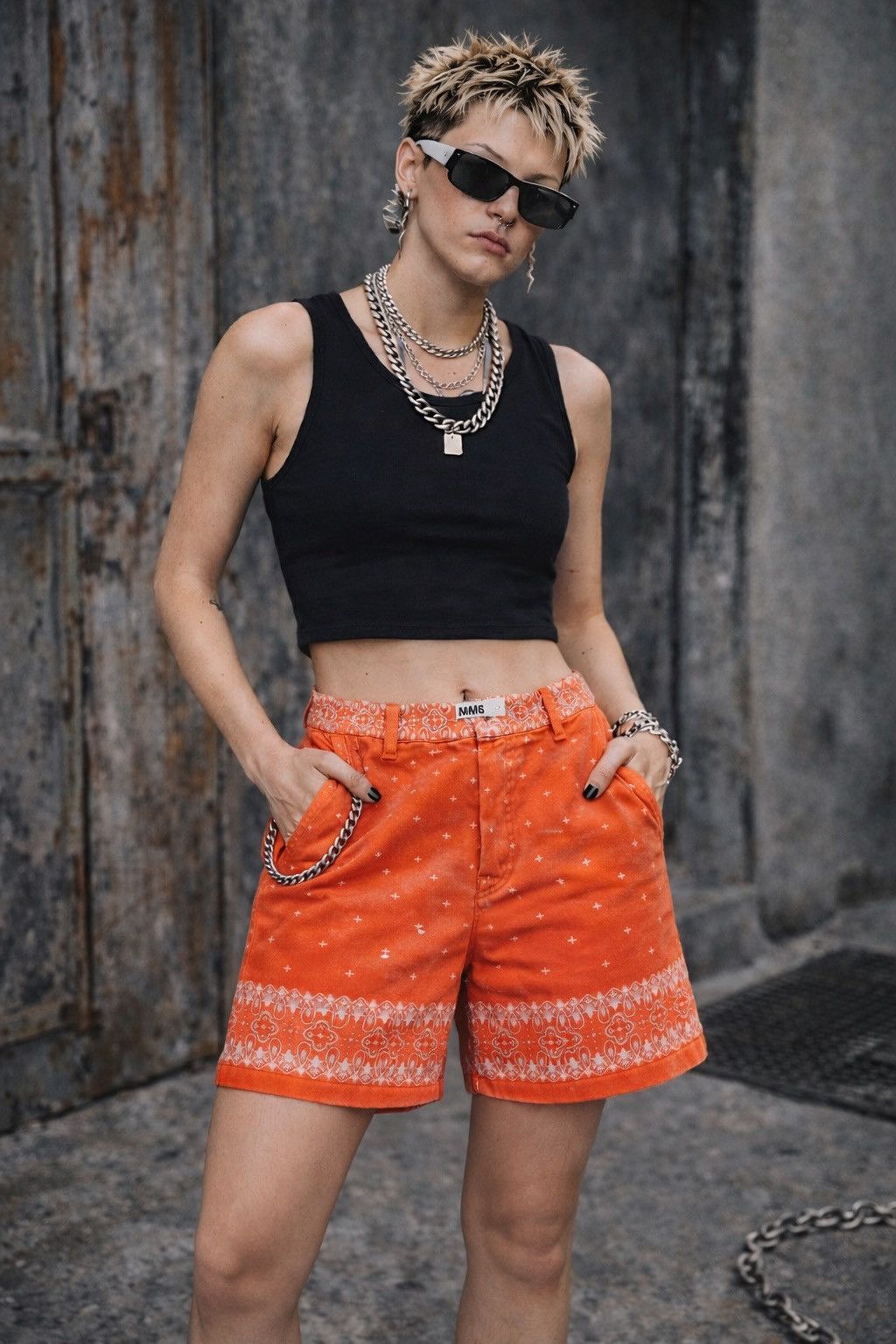 Maison Margiela MM6 Maison Martin Margiela Orange Patterned Shorts Italy Size 28" / US 6 / IT 42 - 1 Thumbnail
