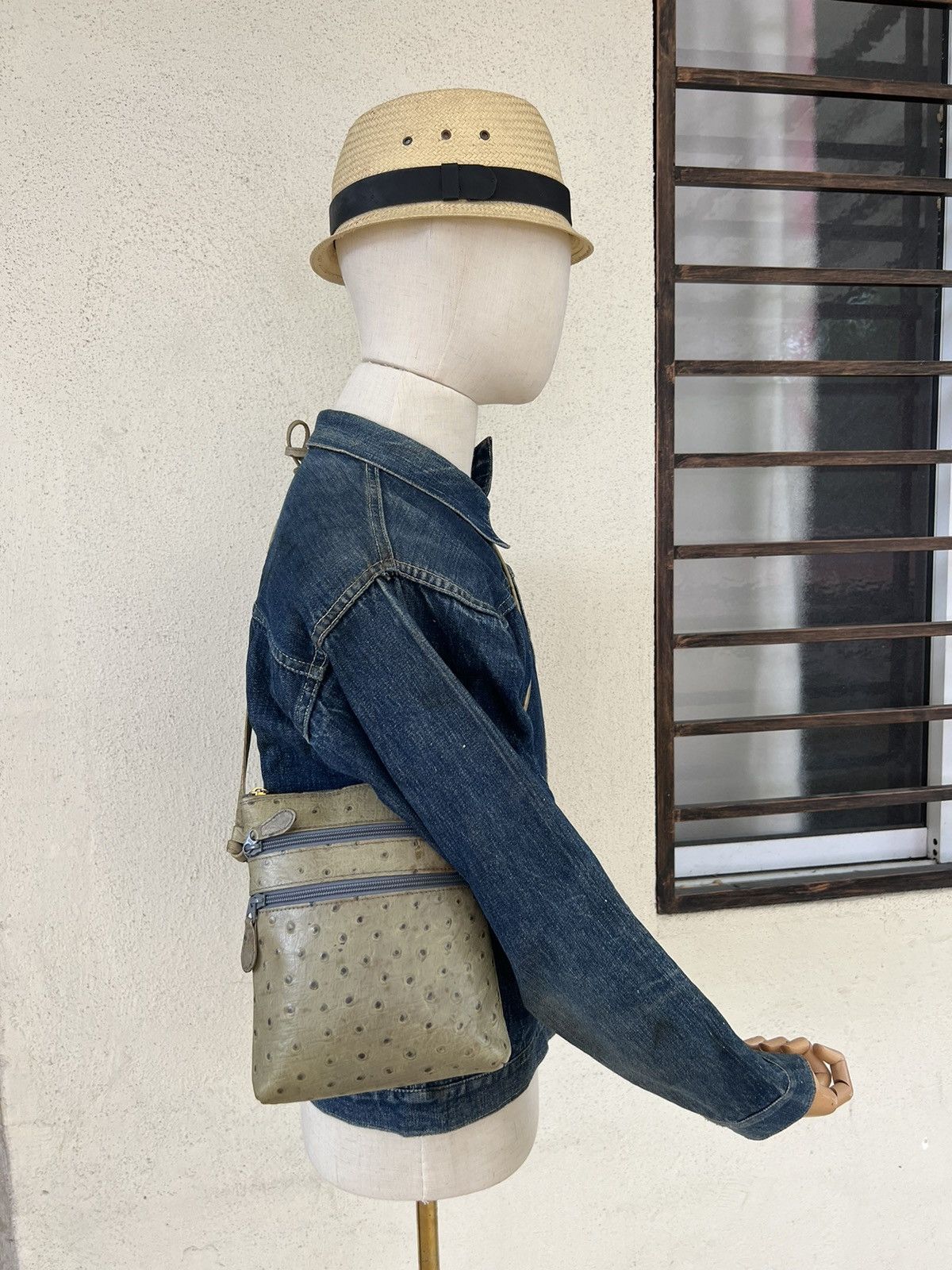 Leather Vintage Jacovitti Italy Patina Ostrich Leather Bag Unisex Size ONE SIZE - 3 Thumbnail