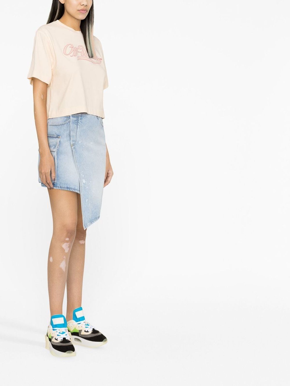Off-White o1gr1nt0325 Embr Baseball Logo Crop T-Shirt in Beige Size XS / US 0-2 / IT 36-38 - 4 Thumbnail