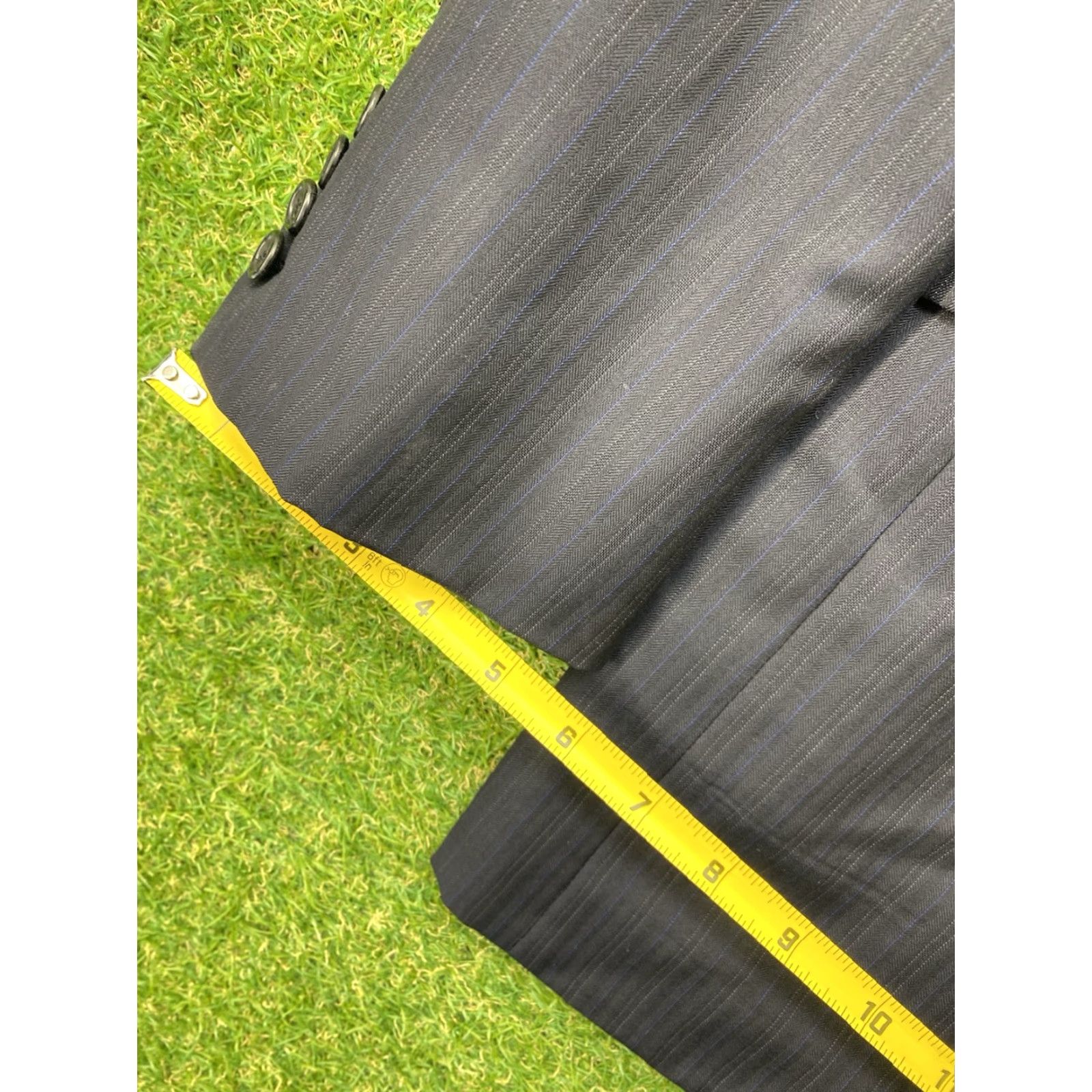 Vintage Hickey Freeman Blazer Mens 44R Black Stripe Wool 2-Button Notch Single-Breasted Classic Professional Modern 130’s Jacket Coat Dress Size 44R - 6 Thumbnail