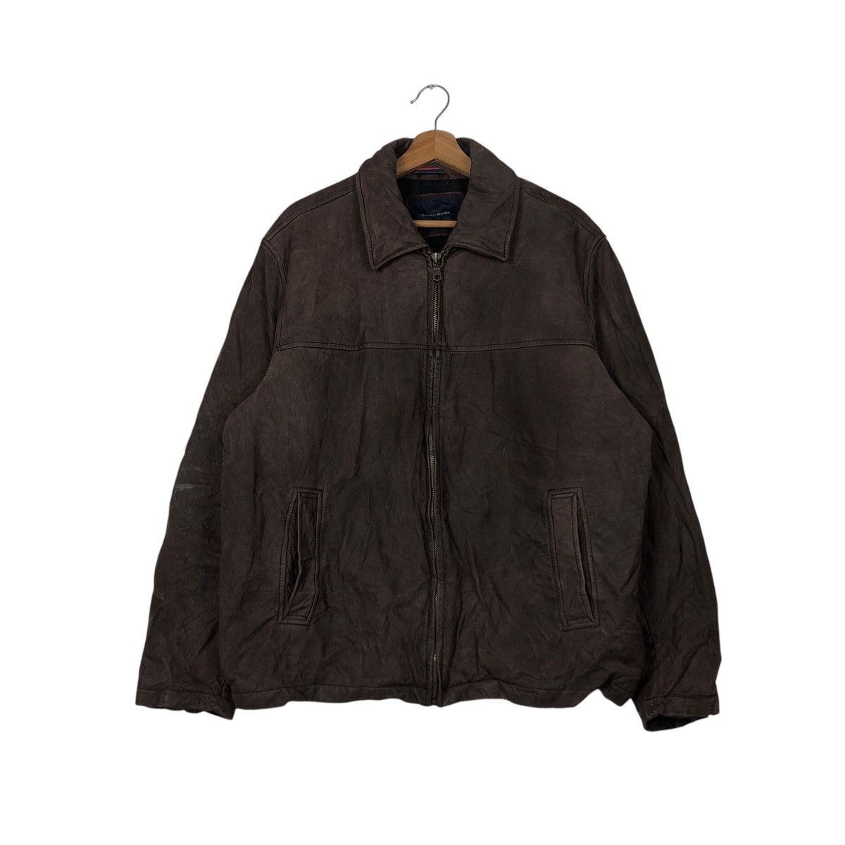 Genuine Leather 📌Vintage Genuine Leather Jacket Tommy Hilfiger Blanket Size US XL / EU 56 / 4 - 2 Thumbnail