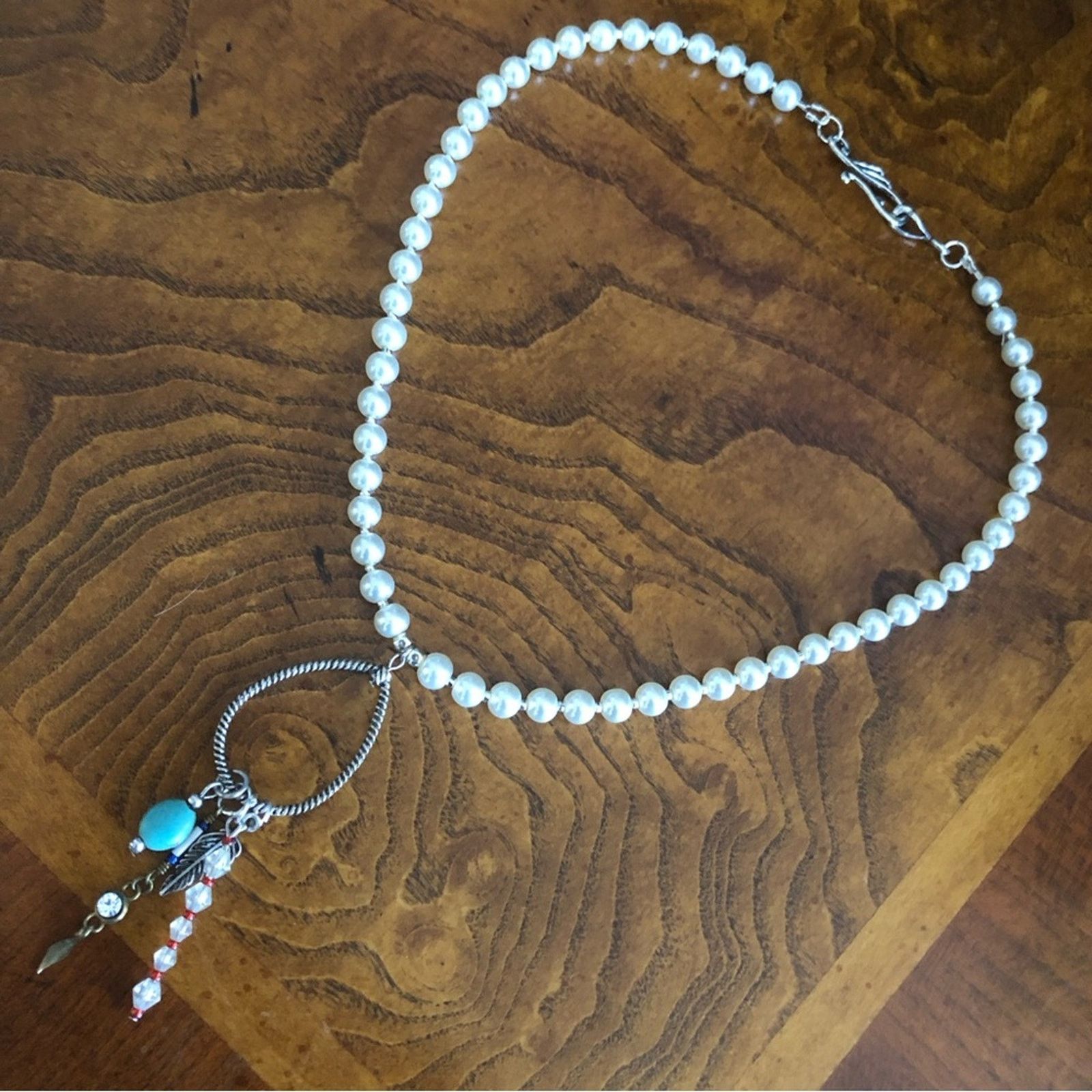 Handmade Handcrafted repurpose southwest style Pearl necklace Size ONE SIZE - 9 Thumbnail
