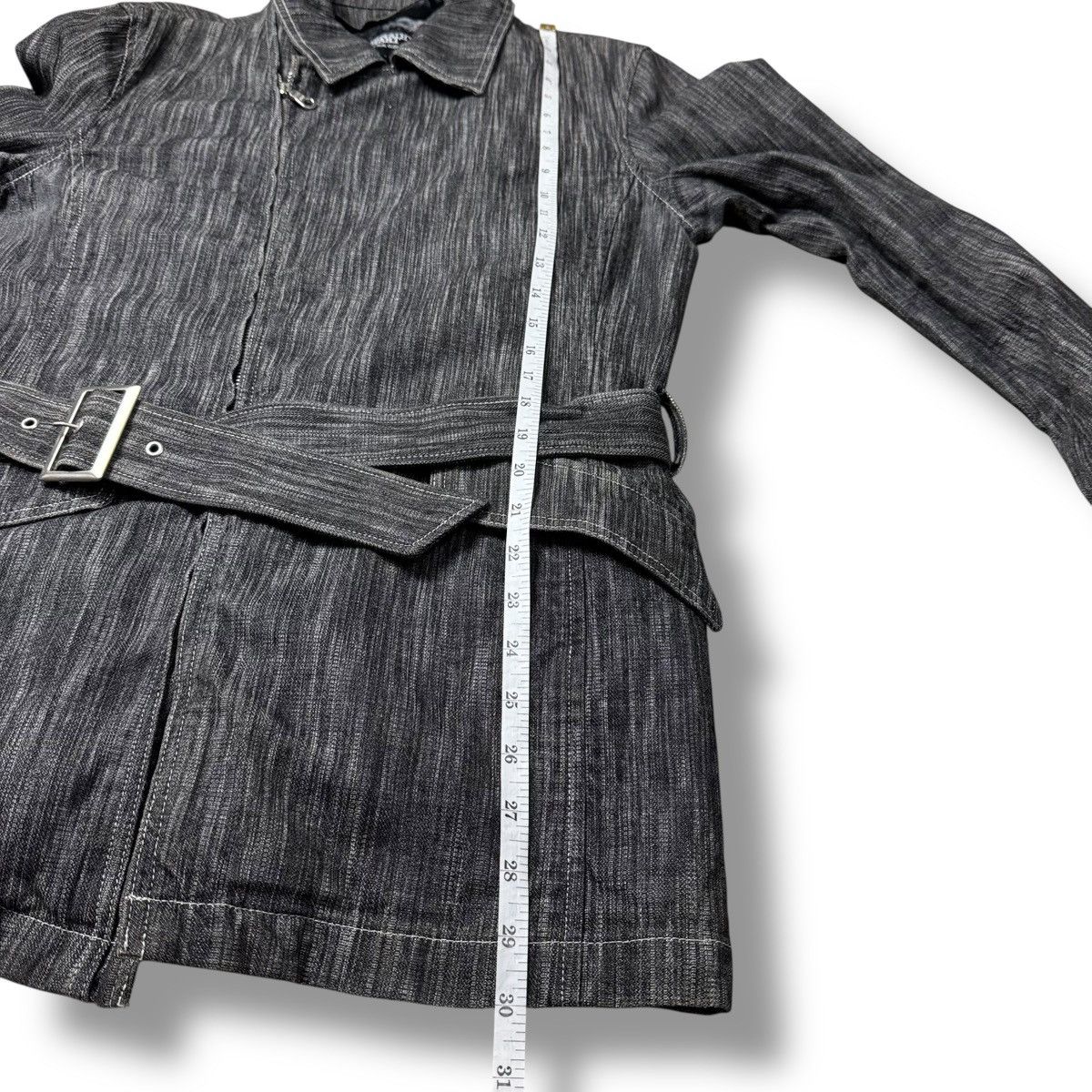 Tornado Mart Tornado Mart Japan Double Collar Zipper Belted Denim Coat Size US L / EU 52-54 / 3 - 16 Thumbnail