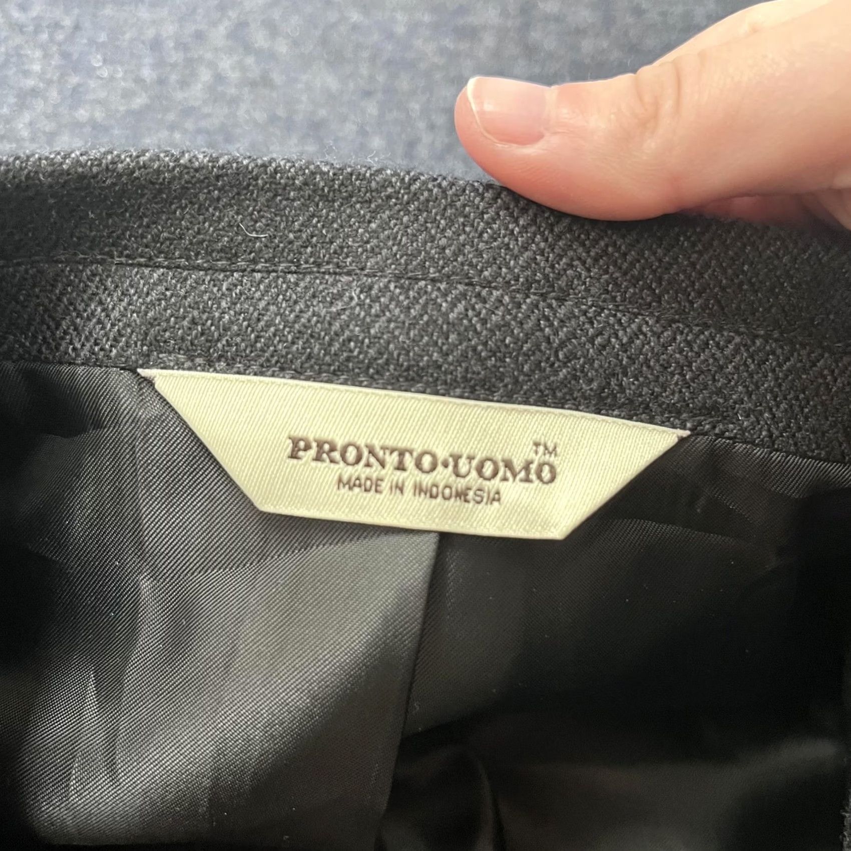 Pronto Uomo Pronto Uomo Blazer Mens Gray Herringbone 100% Lambswool Jacket Sport Coat 2 Piece Regular Notch Lapel Three-Button Front Navy? Size 40R - 5 Thumbnail