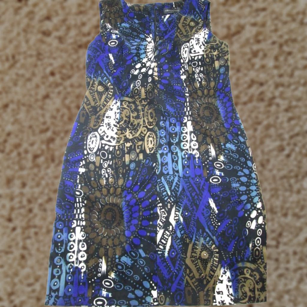 Vintage Connected Womens Dress Navy V-Neck Sleeveless Zip Back L Midi Sheath Pattern: Solid - Brand Connected - Size L Size L / US 10 / IT 46 - 1 Thumbnail