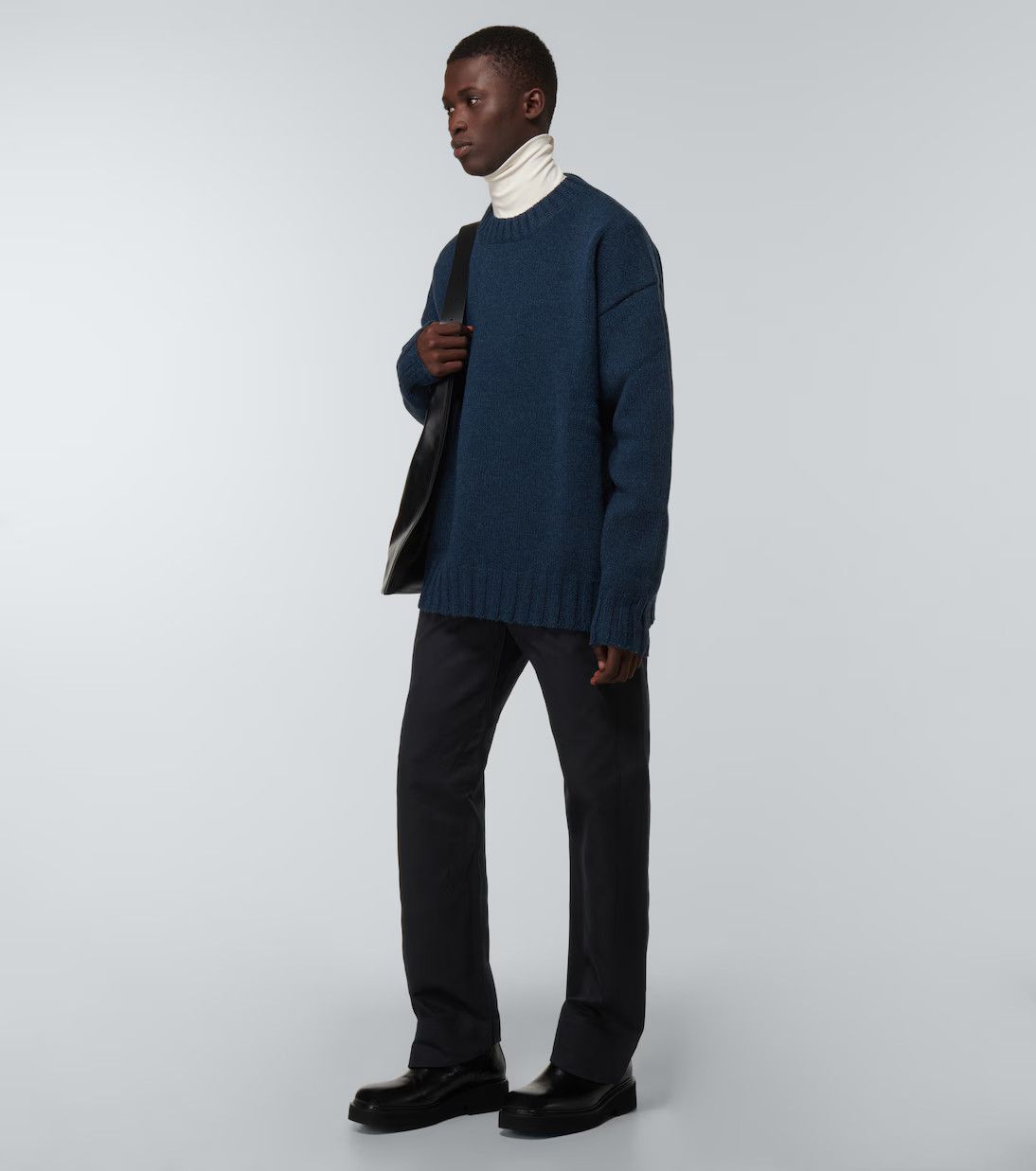 Jil Sander o1y1124 Long Sleeves Wool Sweater in Royal Navy Size US M / EU 48-50 / 2 - 2 Thumbnail