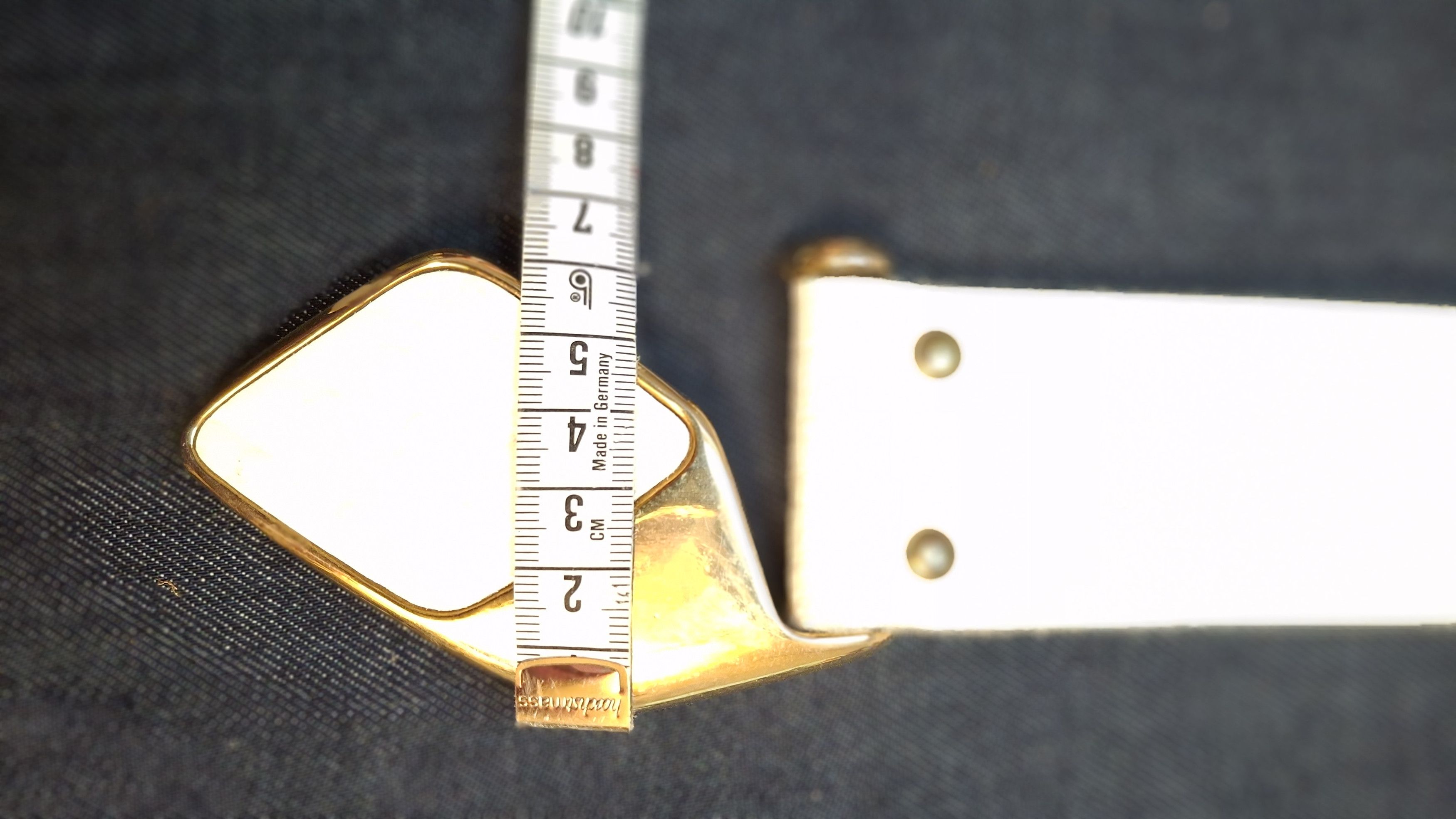 Vintage Vintage White Textured Leather Belt - Gold Avant-Garde Size ONE SIZE - 7 Thumbnail