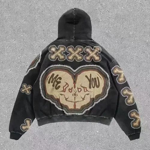 VIBE Hip Hop Street Replica Skull Print Loose Hooded Sweatshirt Size US M / EU 48-50 / 2 - 4 Thumbnail