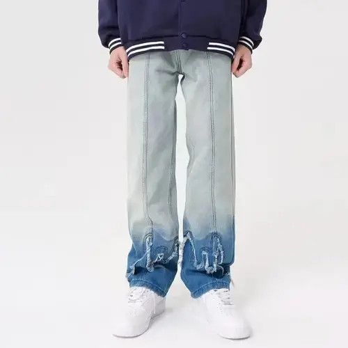 Jean Y2K Two-Tone Blue Baggy Jeans Size US 33 - 1 Thumbnail