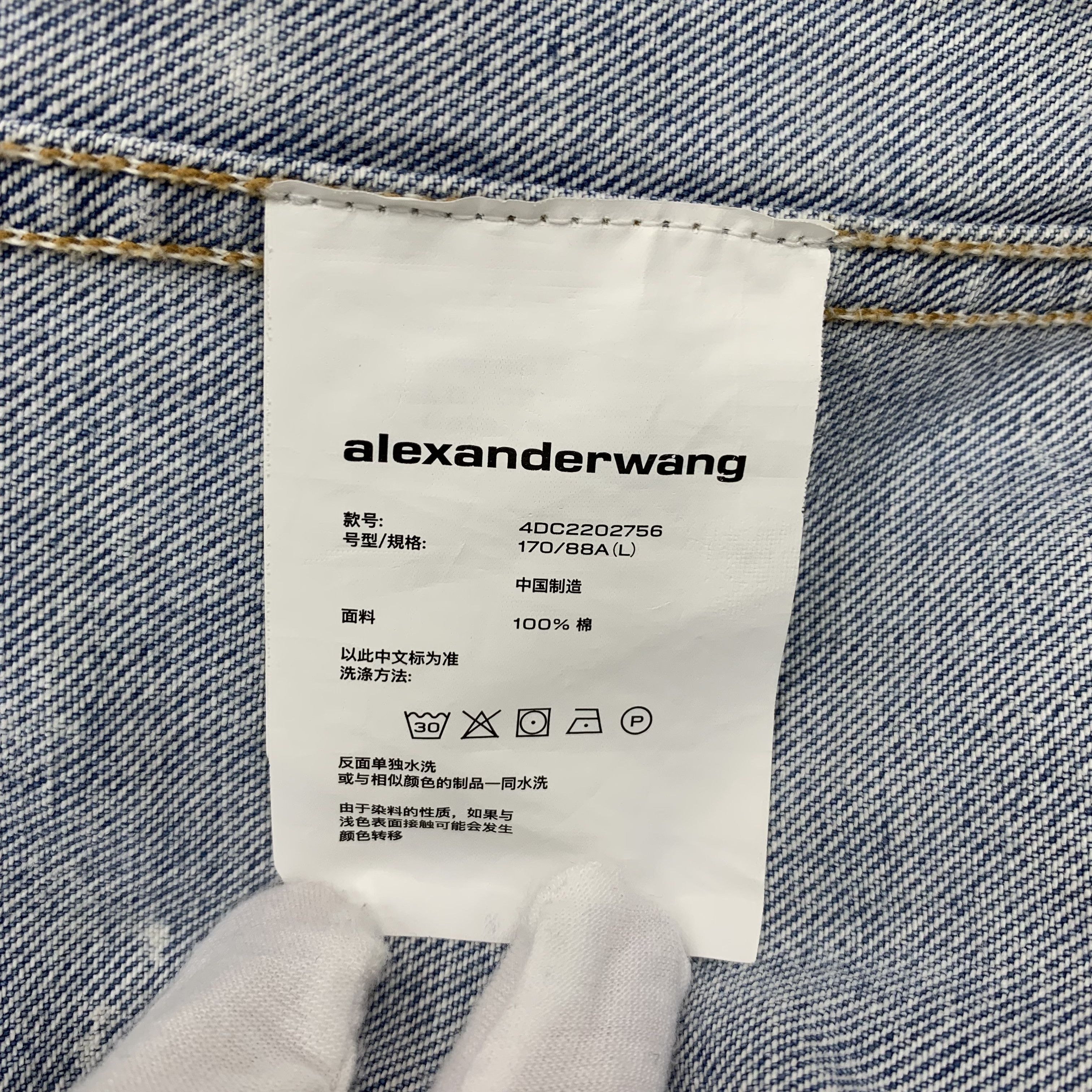 Alexander Wang Alexander Wang Light Blue Logo Denim Jacket (L) Size US L / EU 52-54 / 3 - 8 Thumbnail