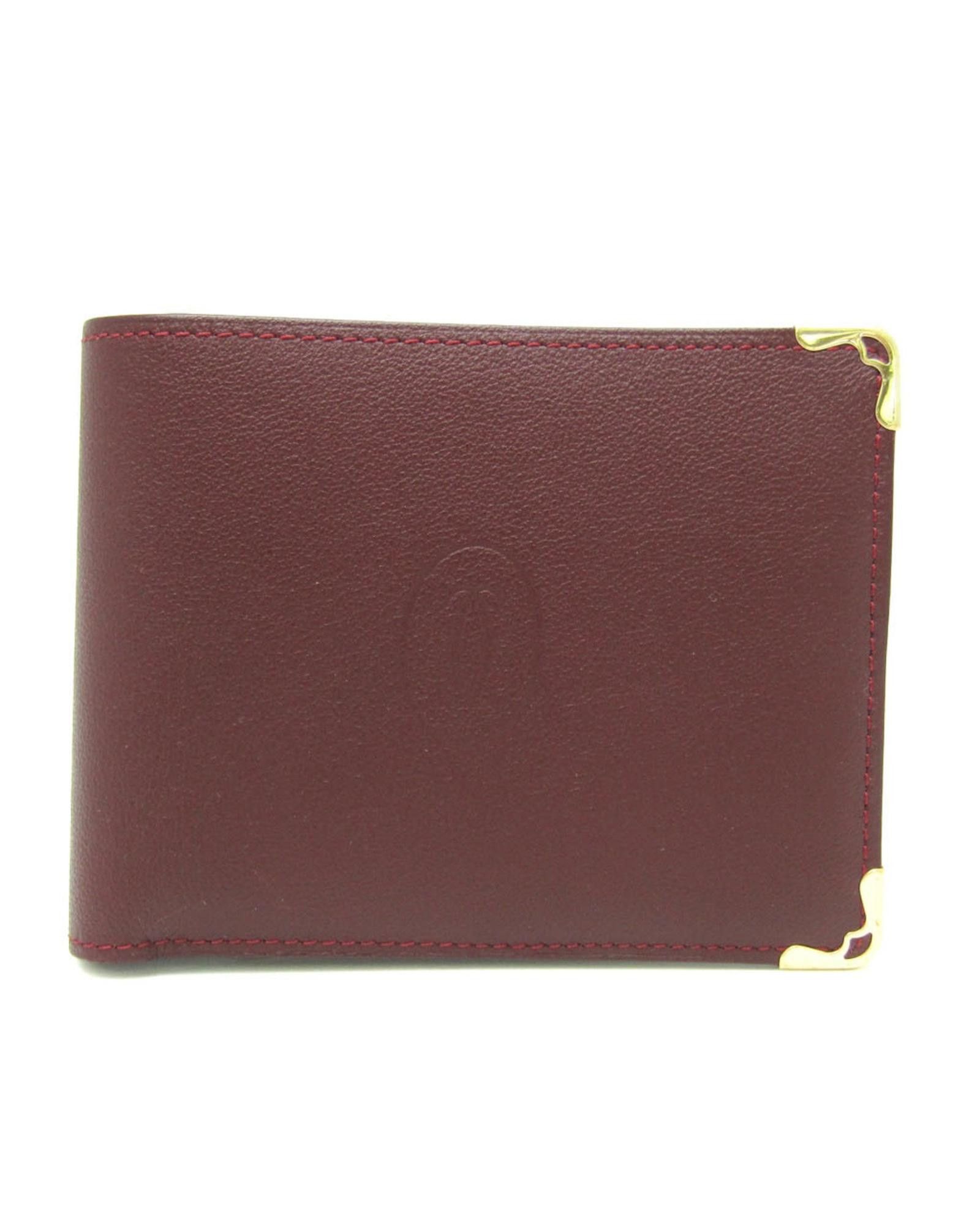 image of Cartier Burgundy Calfskin Double-Fold Wallet, Men's