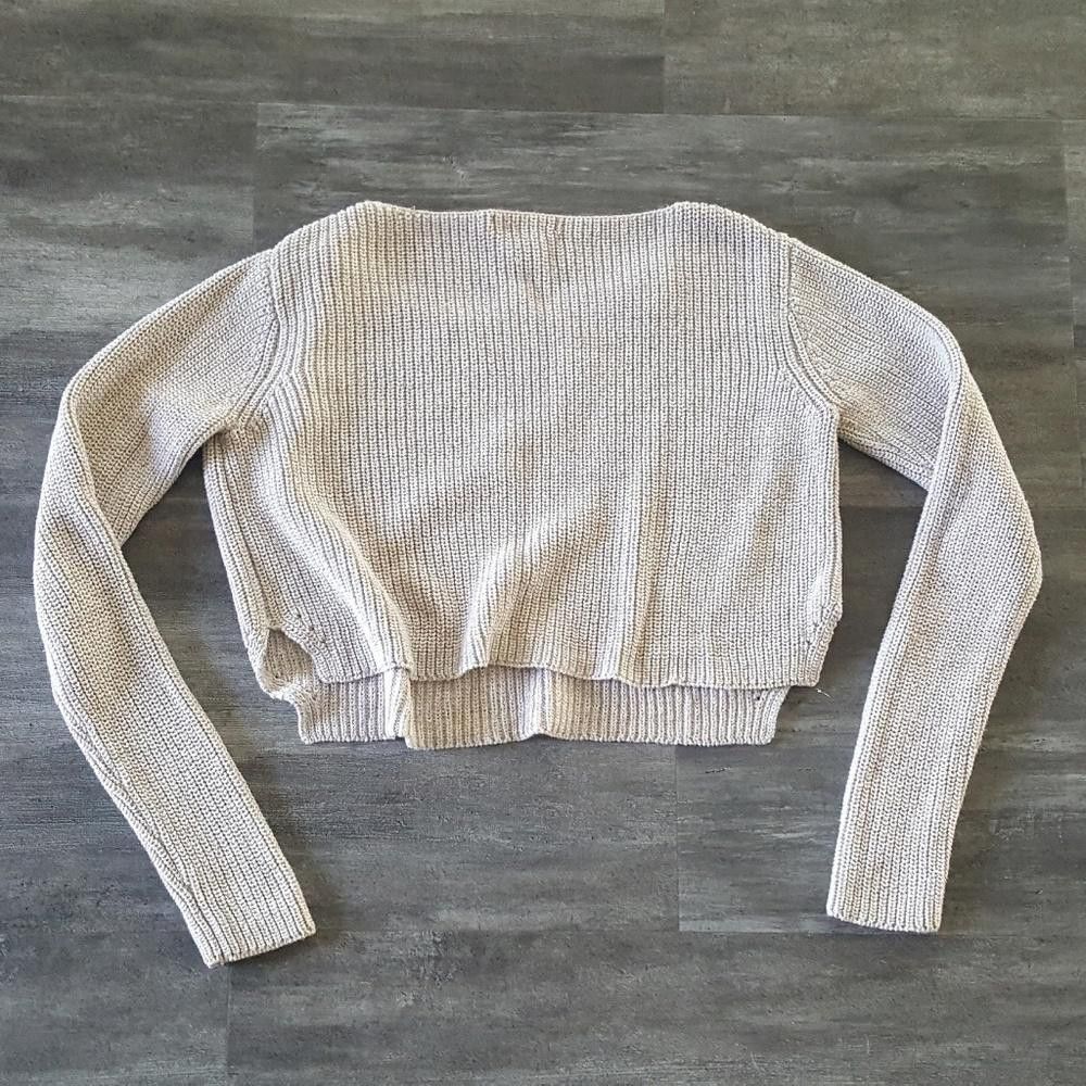 Designer Nude Glitter Detailed Sweater Long Sleeve Size S / US 4 / IT 40 - 2 Thumbnail