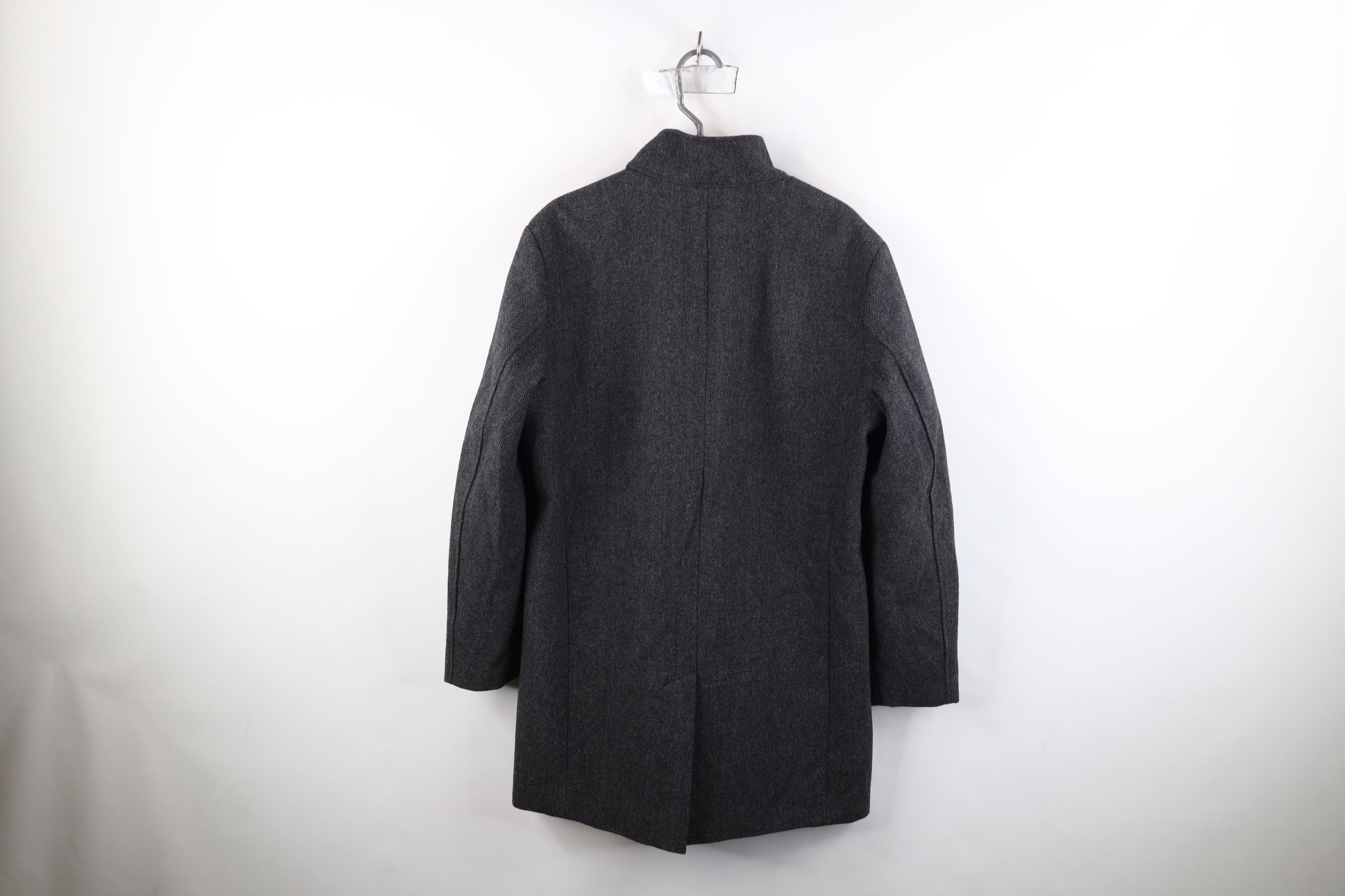 Express Express Herringbone Full Zip Overcoat Trench Jacket Gray Size US L / EU 52-54 / 3 - 11 Thumbnail