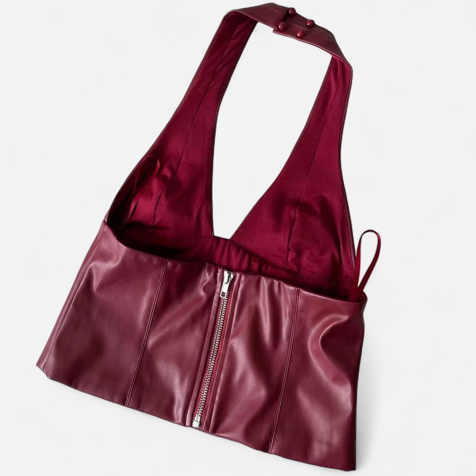 Japanese Brand Deadstock Edikted Tana Faux Leather Halter Top Size M / US 6-8 / IT 42-44 - 4 Thumbnail