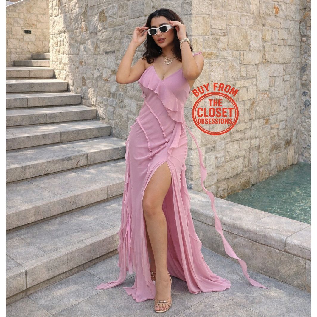 Mango MANGO Pink Ruffle Maxi Dress NWT Size M / US 6-8 / IT 42-44 - 5 Thumbnail