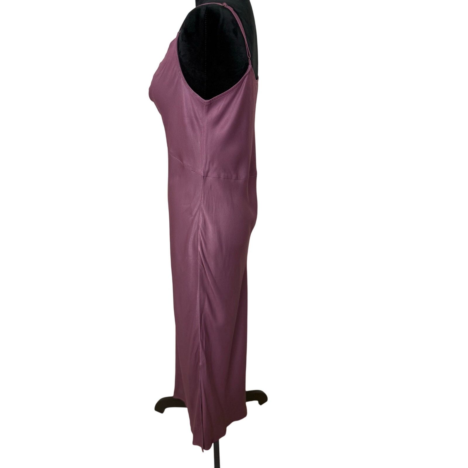 Anthropologie Anthropologie Elyse Plum Satin Slip Midi Dress - Size M Size M / US 6-8 / IT 42-44 - 4 Thumbnail