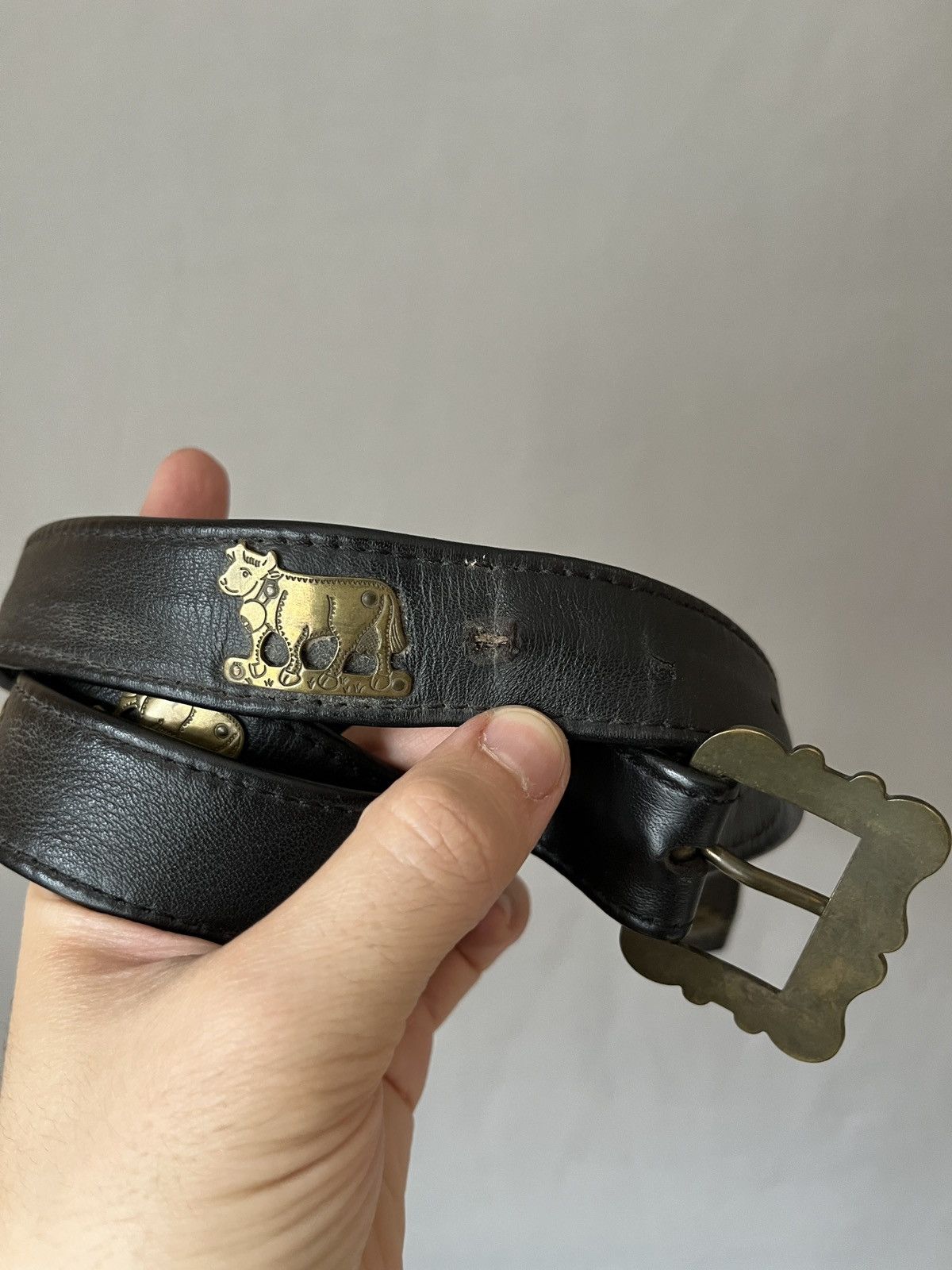 Vintage Vintage Avant Garde Tyrol Cows Ethno Leather Belt Size ONE SIZE - 7 Thumbnail