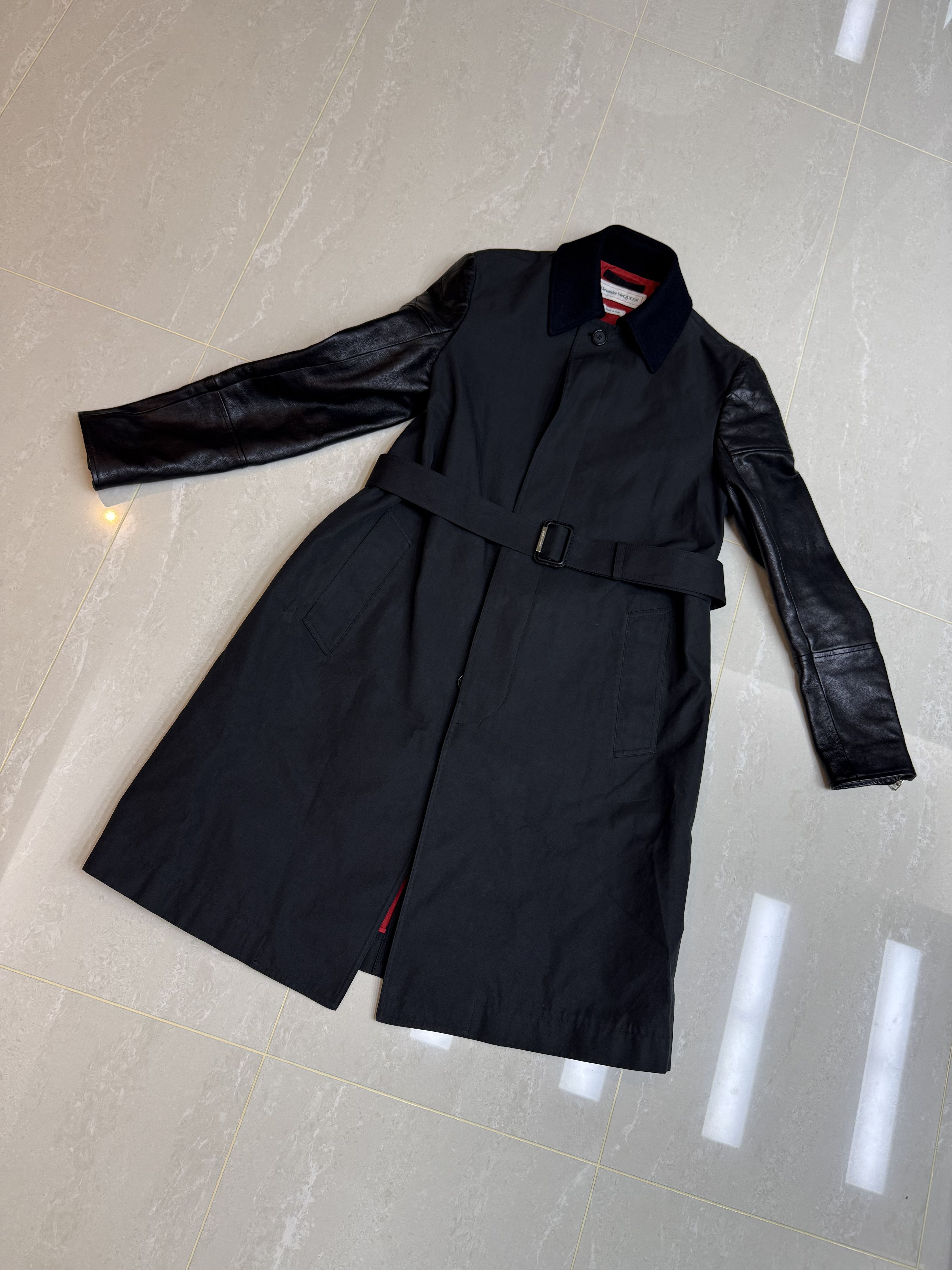 Alexander McQueen Alexander McQueen FW20 Leather Sleeve Trench Coat Jacket Size US S / EU 44-46 / 1 - 2 Thumbnail