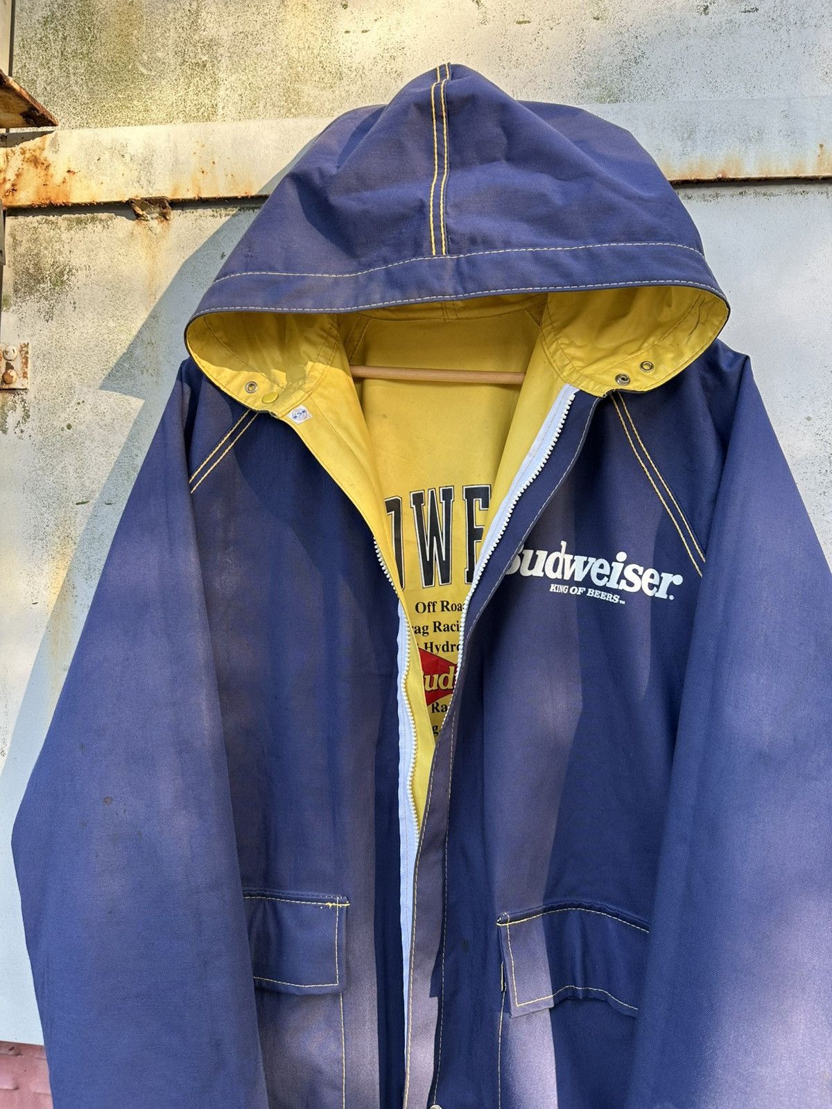 Budweiser 👹Vintage Budweiser Reversible Waterproof Long Rain Jacket Size US L / EU 52-54 / 3 - 12 Thumbnail