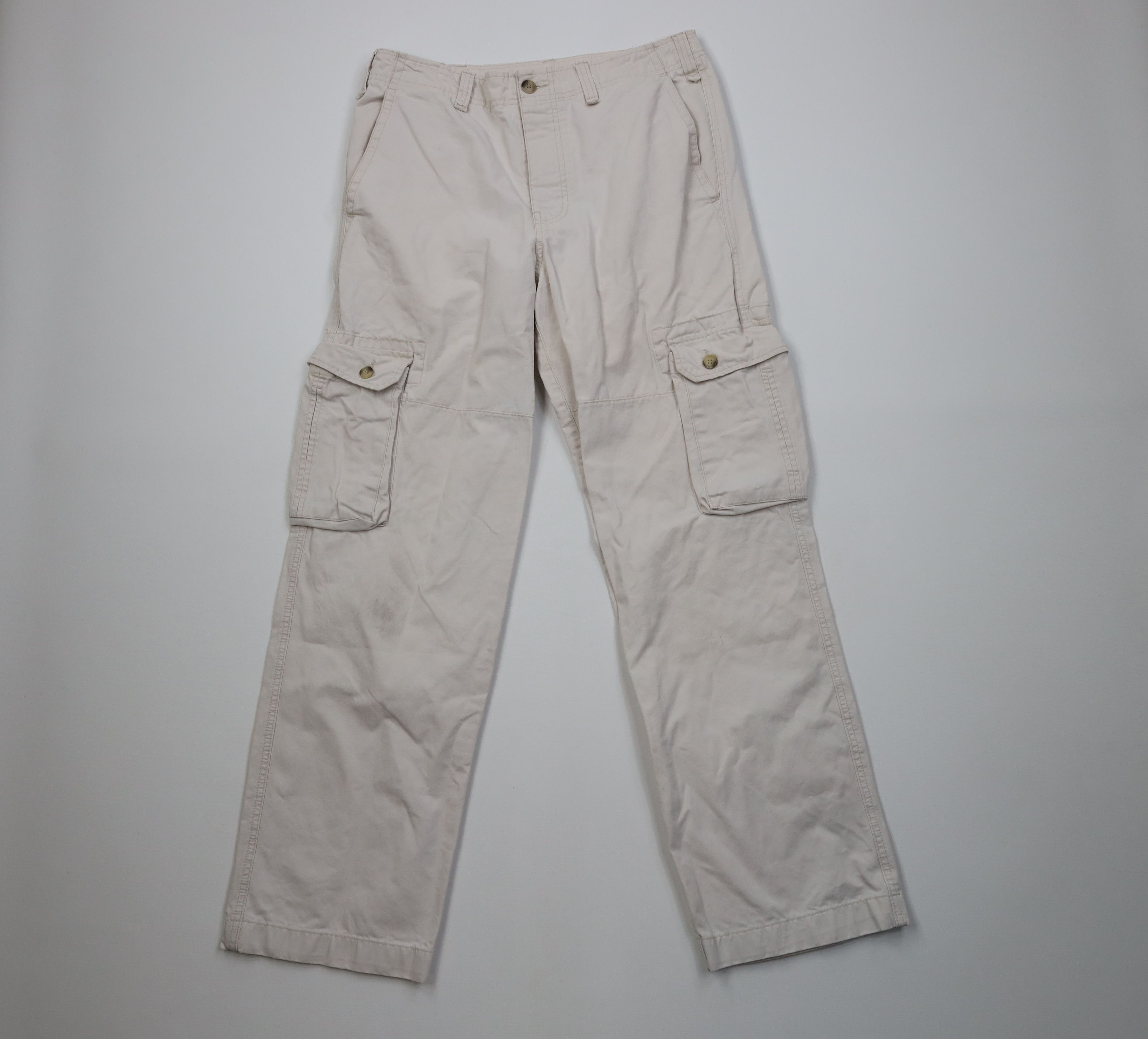 Vintage Vintage 90s Y2K Streetwear Fly Wide Leg Cargo Pants Beige Size US 32 / EU 48 - 1 Thumbnail