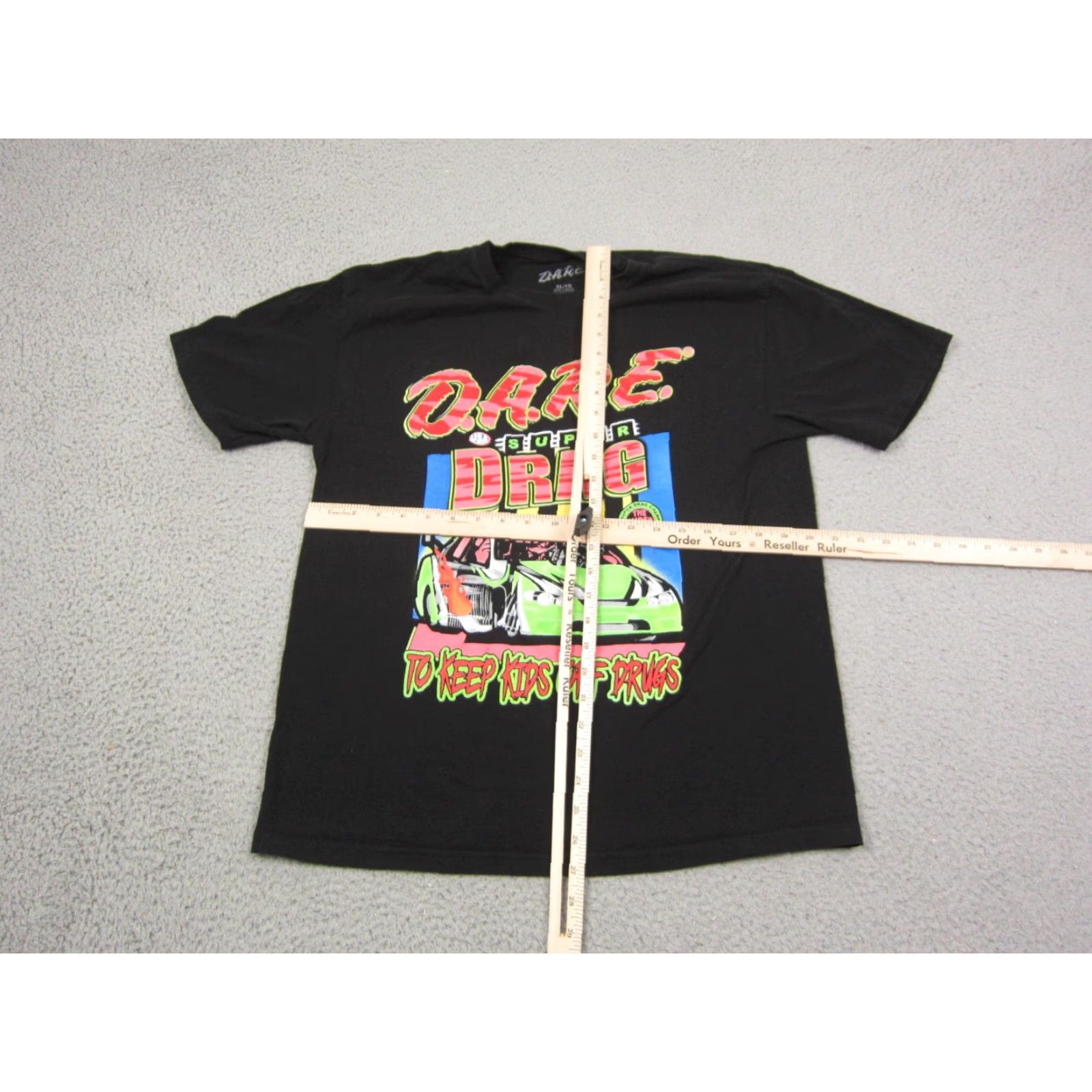 Vintage DARE Super Drag Racing Shirt Mens XL Black Graphic Print Cotton Knit Crew Neck Short Sleeve T-Shirt Size US XL / EU 56 / 4 - 6 Thumbnail