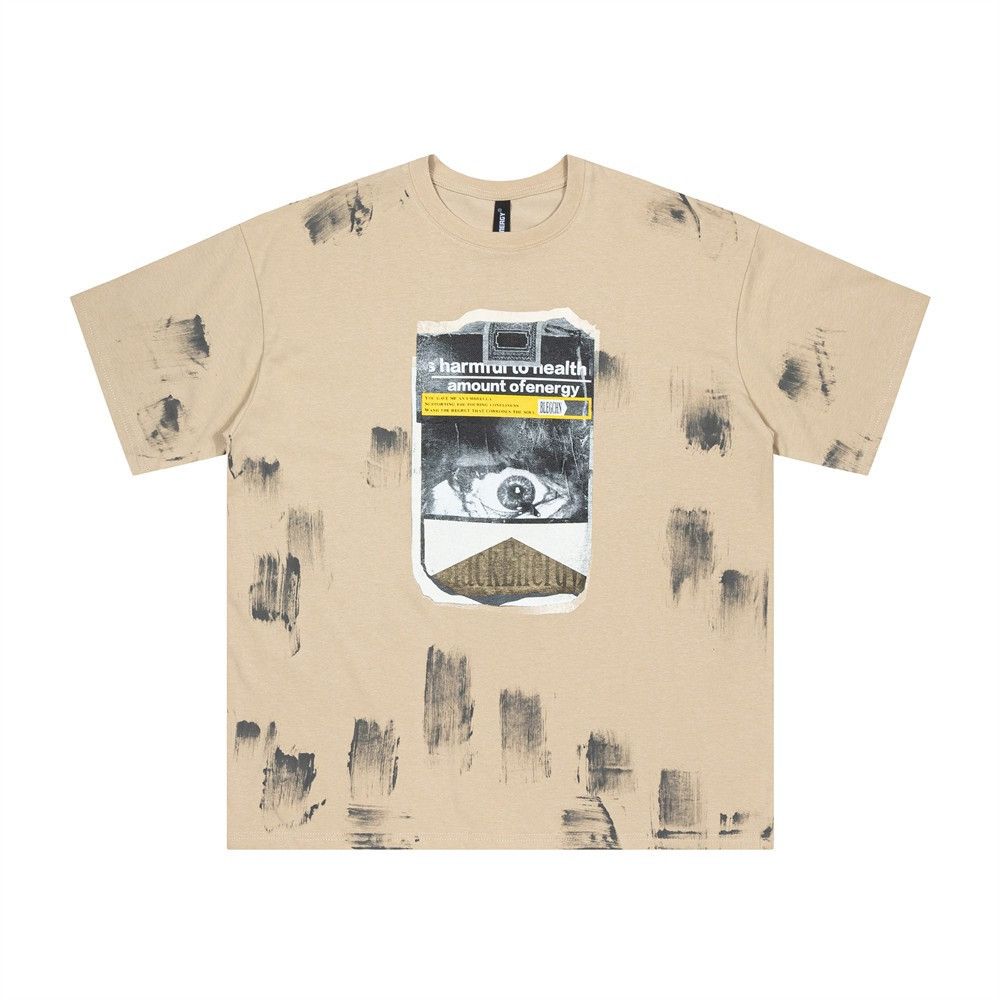 image of Tee Harmful Energy Graphic Print T Shirt in Beige, Men's (Size Medium)