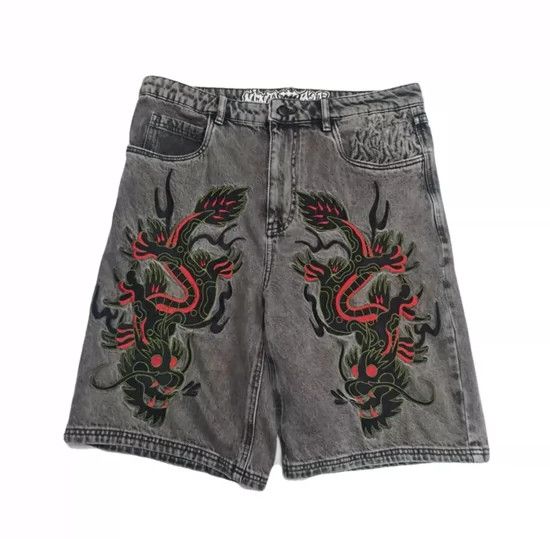 Ninth Hall Ninth Hall Waylay Dragon Grey Wash Denim Shorts Size US 34 / EU 50 - 1 Thumbnail