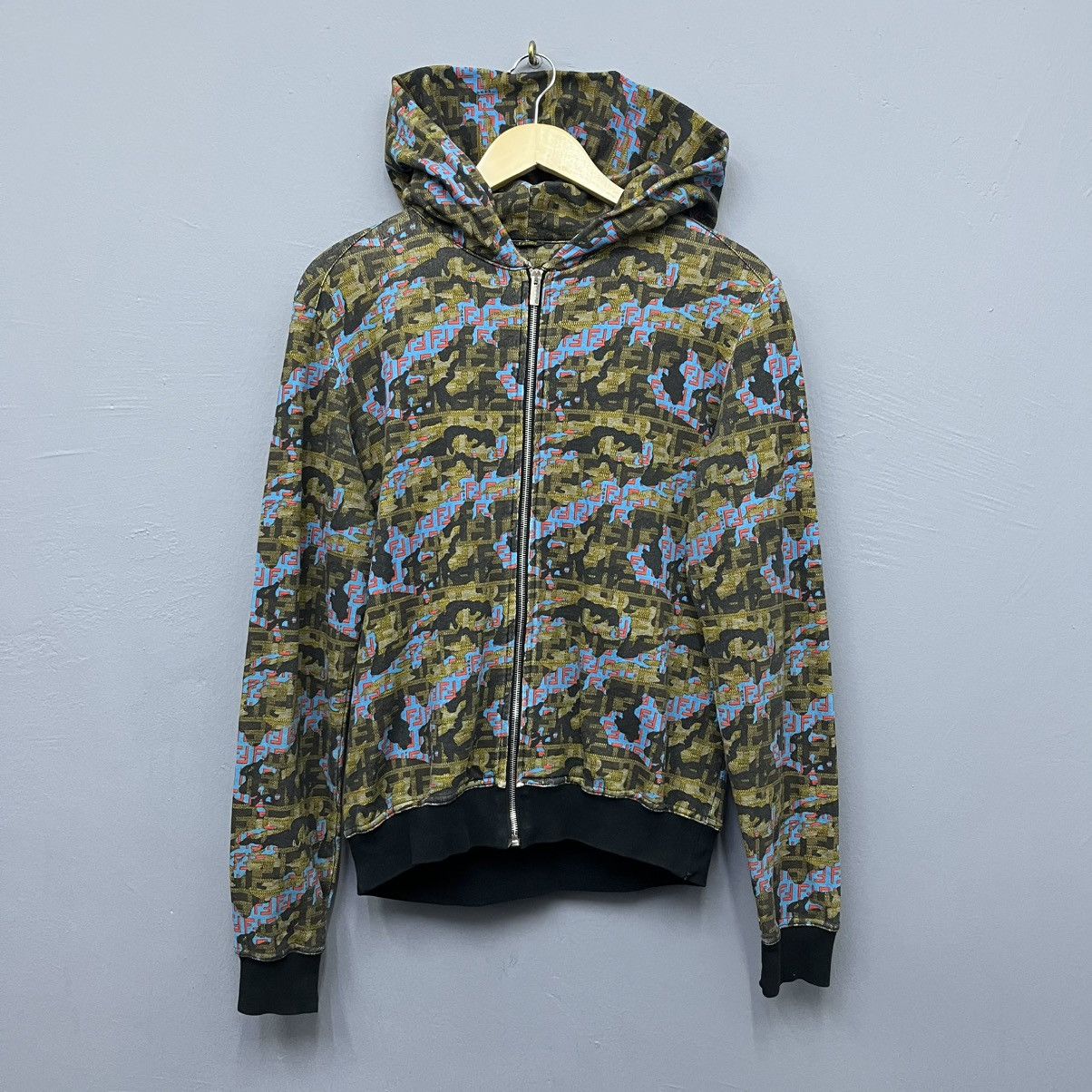 Fendi Fendi Monogram Blue Camouflage Full Zip Hoodie Jacket Size US M / EU 48-50 / 2 - 1 Thumbnail