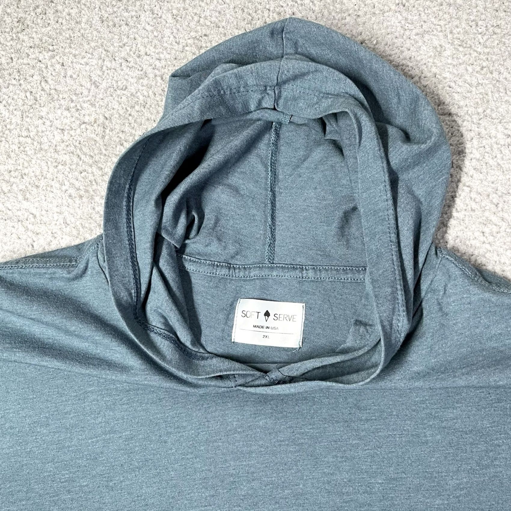 Vintage Soft Serve Hoodie Womens 2XL Blue Cloud Cotton Sweatshirt Pullover Stretch Size XXL / US 16-18 / IT 52-54 - 4 Thumbnail