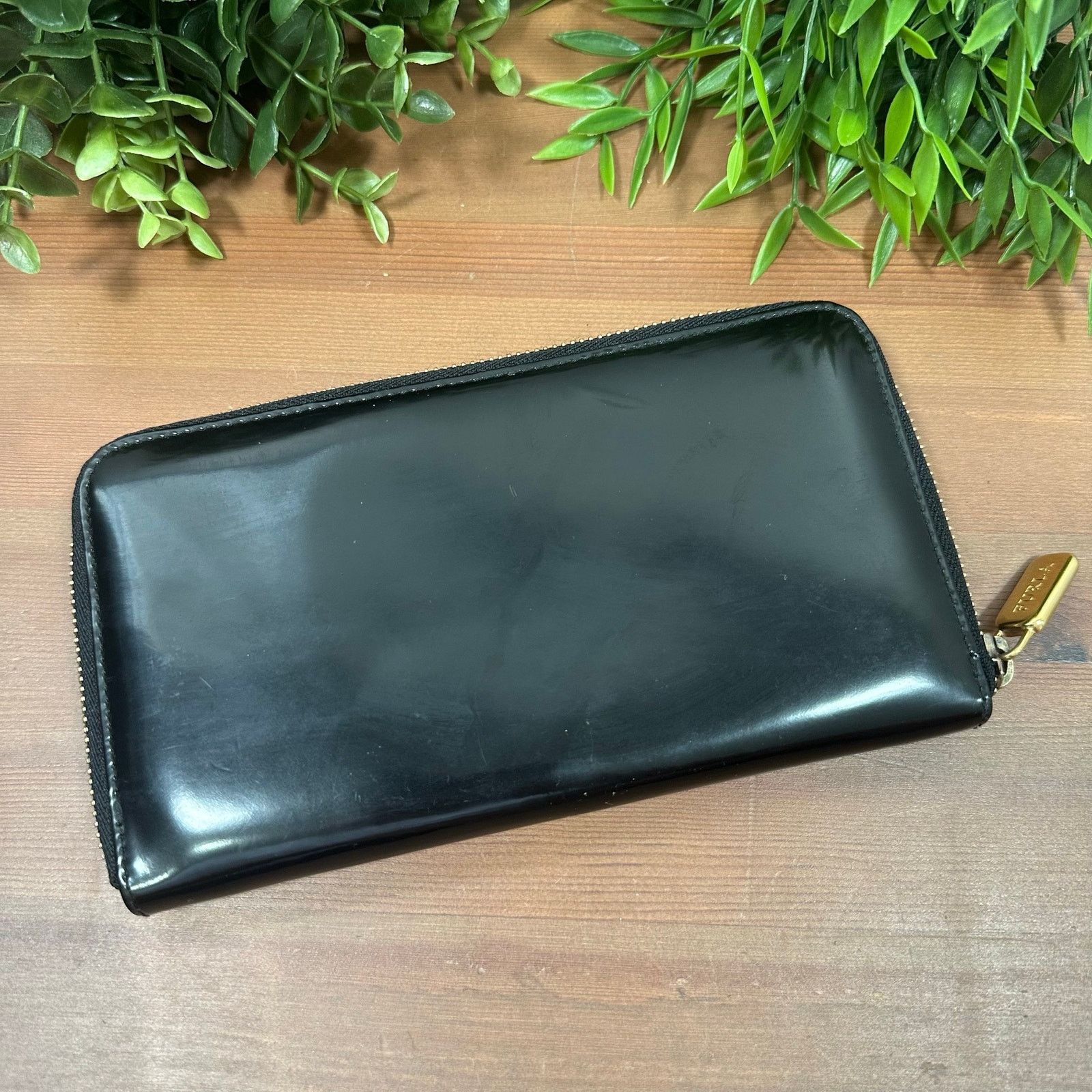 Furla Furla Black Patent Leather Zip Around Wallet Size ONE SIZE - 2 Thumbnail