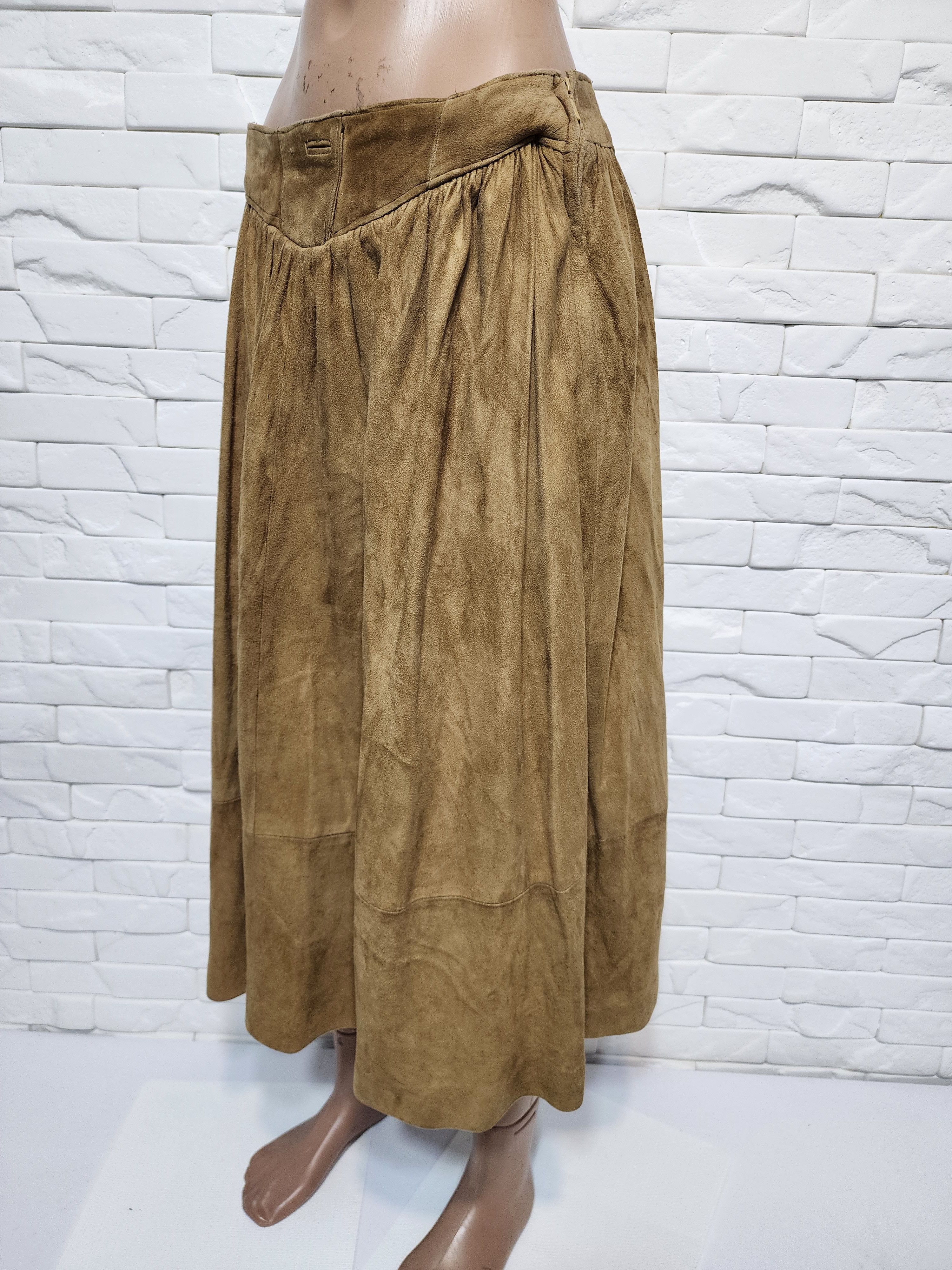 Genuine Leather Brown Suede Leather Skirt Size 30" / US 8 / IT 44 - 3 Thumbnail