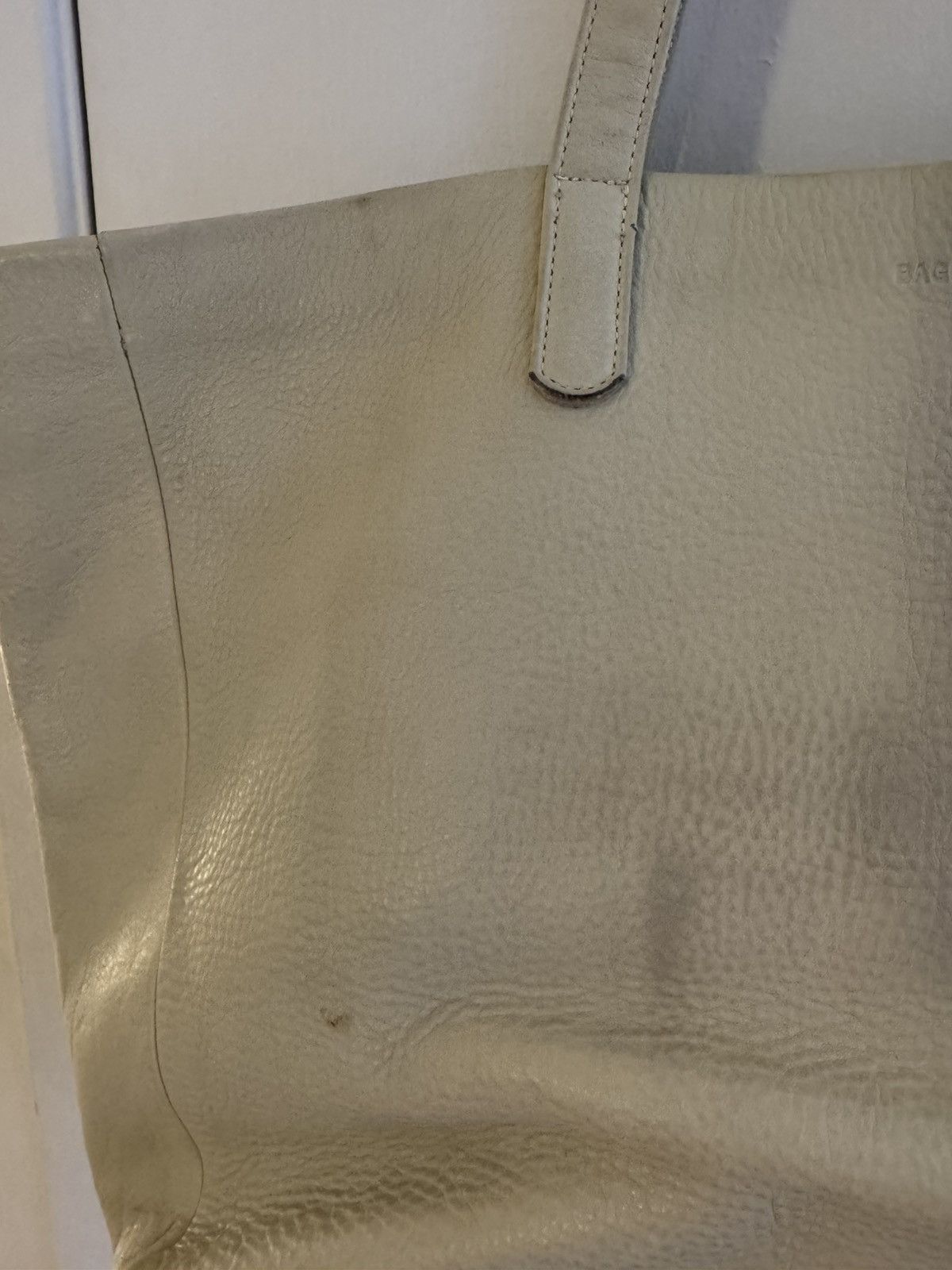 Baggu Baggu Tote Bag Ivory Natural Milled Leather Double Handle Size ONE SIZE - 4 Thumbnail
