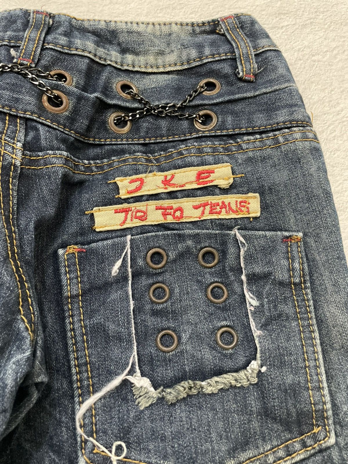 Japanese Brand 00s KSL Archive Japanese Denim Mudwash Jeans Grommet Detail Size US 27 - 10 Thumbnail