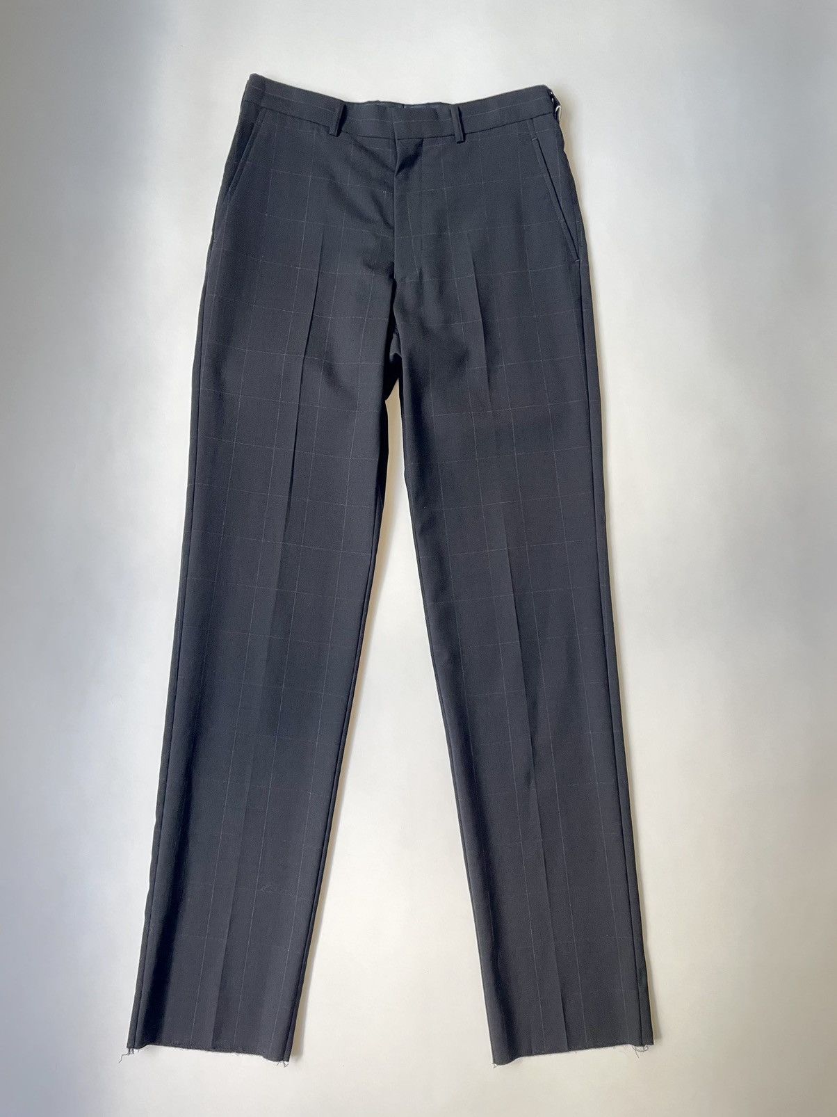 image of Comme Des Garcons S/s 05 Grid Check Check Wool Trousers in Dark Blue, Men's (Size 32)
