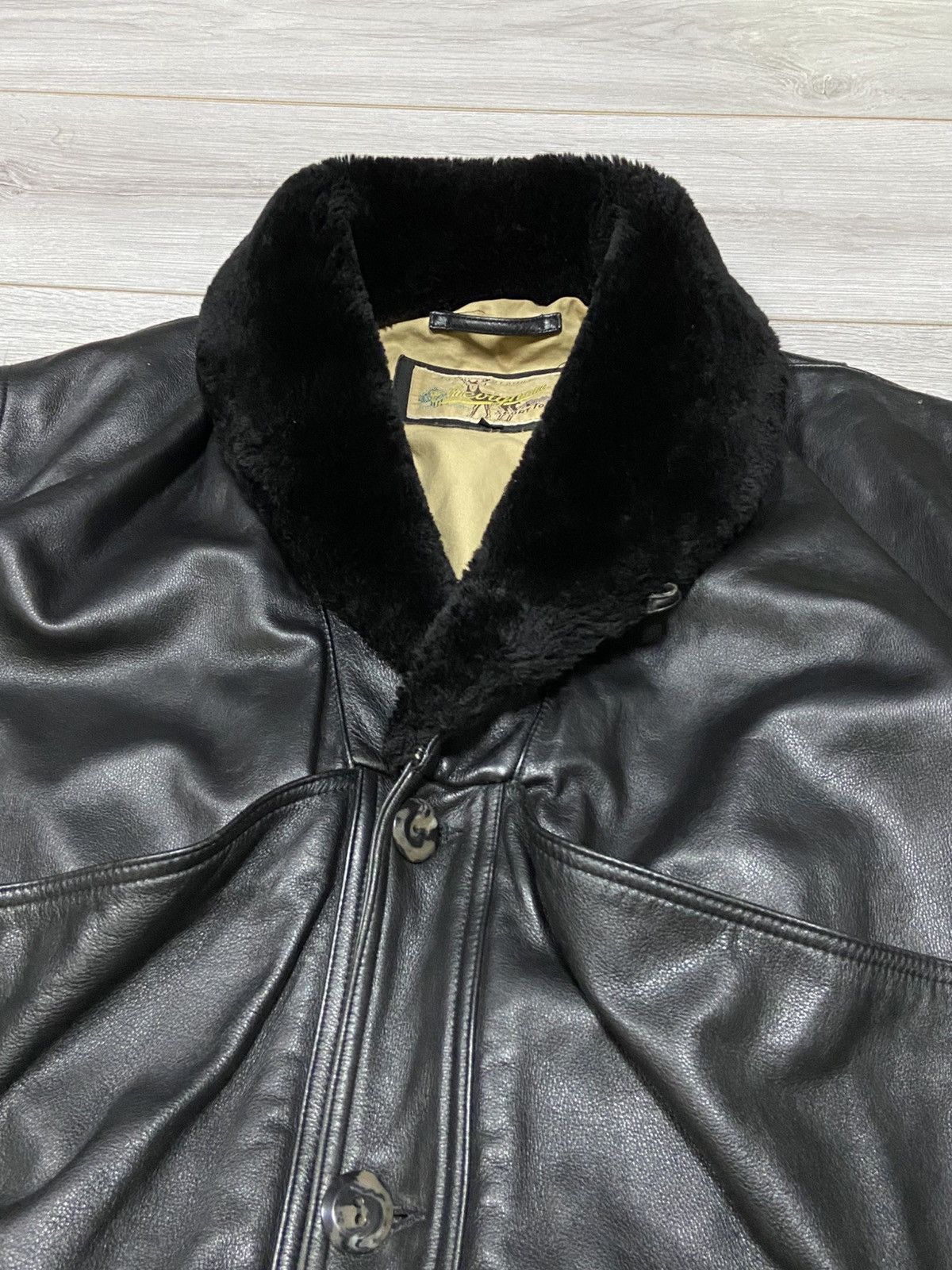 Chevignon Chevignon vintage fur leather worn jacket fly Size US XL / EU 56 / 4 - 7 Thumbnail