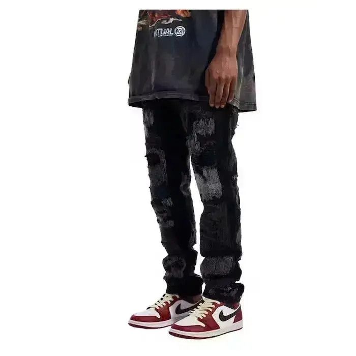 Japanese Brand Black Distressed Denim Jeans Size US 32 / EU 48 - 1 Thumbnail