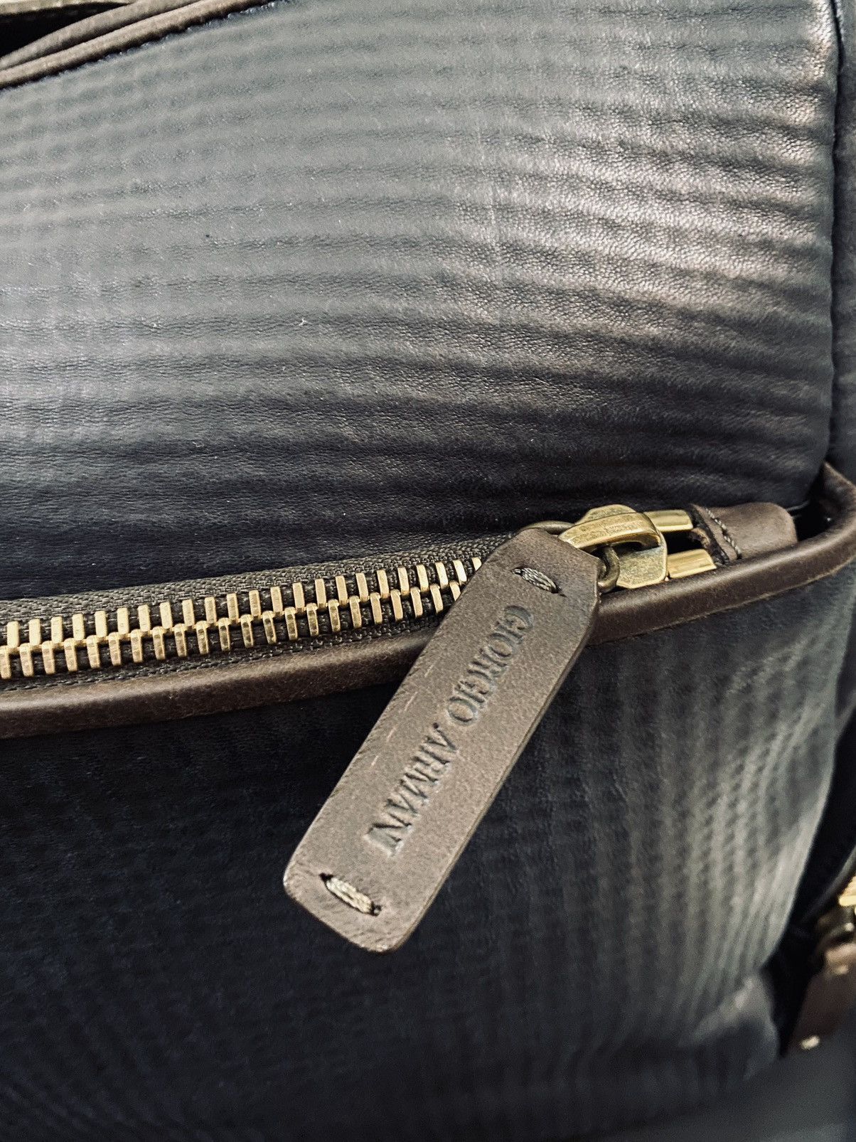 Giorgio Armani GA 🇮🇹 dk bleu dimpled lambskin carry on travel bag unisex NEW Size ONE SIZE - 7 Thumbnail
