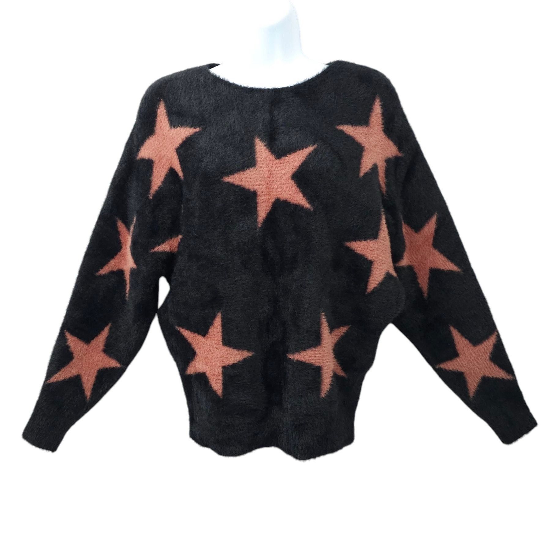 Other Philosophy Fuzzy Star Sweater Womens L Black Mauve Size L / US 10 / IT 46 - 1 Thumbnail