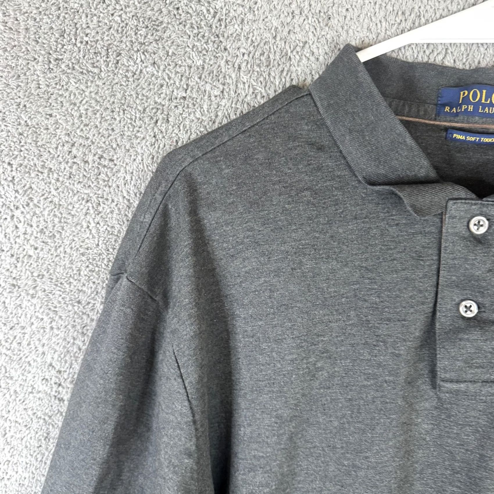 Polo Ralph Lauren Polo Ralph Lauren Polo Shirt Mens 2XL Gray Pima Soft Touch Long Sleeve Pony Logo Size US XXL / EU 58 / 5 - 5 Thumbnail