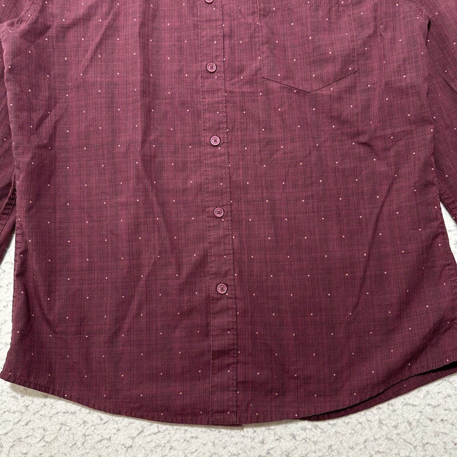 Haggar Haggar Medium Button Down Dress Shirt Burgundy Polka Dot Size US M / EU 48-50 / 2 - 4 Thumbnail