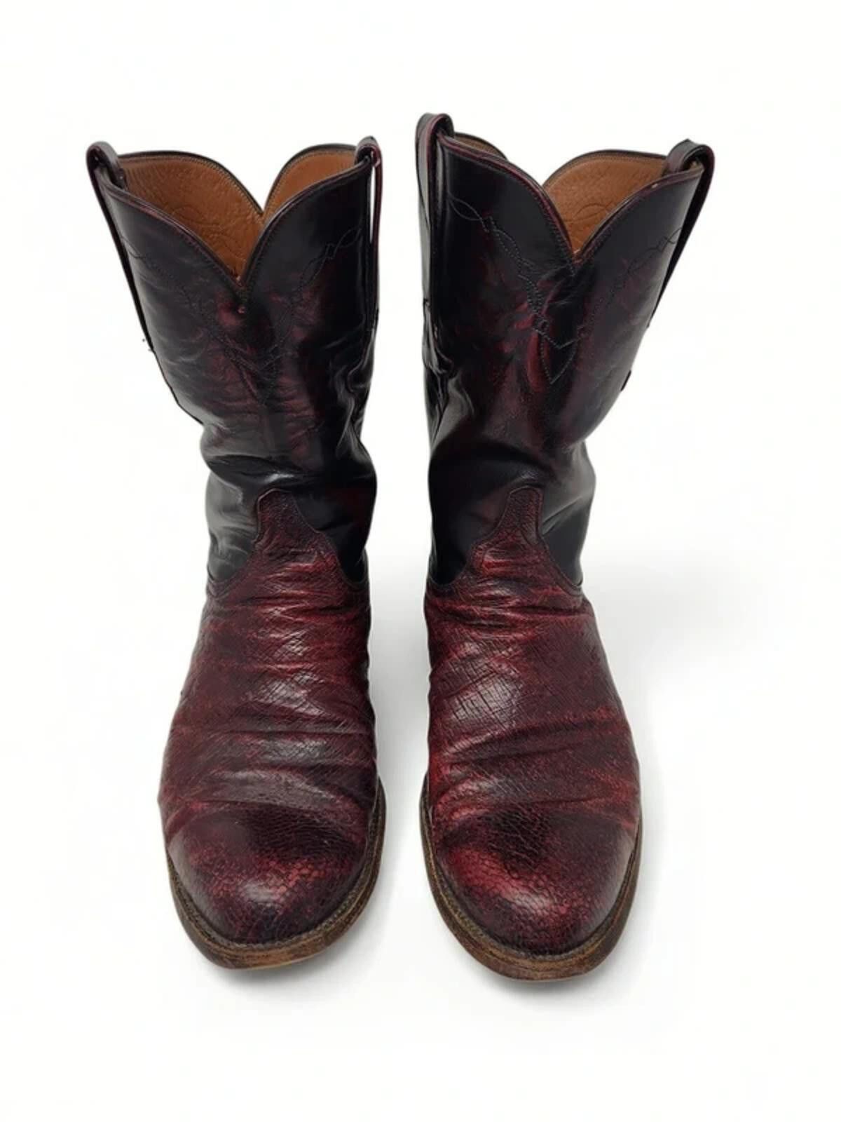 Lucchese Lucchese L8284 Cherry Ostrich Western Cowboy Boots Mens 8.5 Size US 8.5 / IT 38.5 - 4 Thumbnail