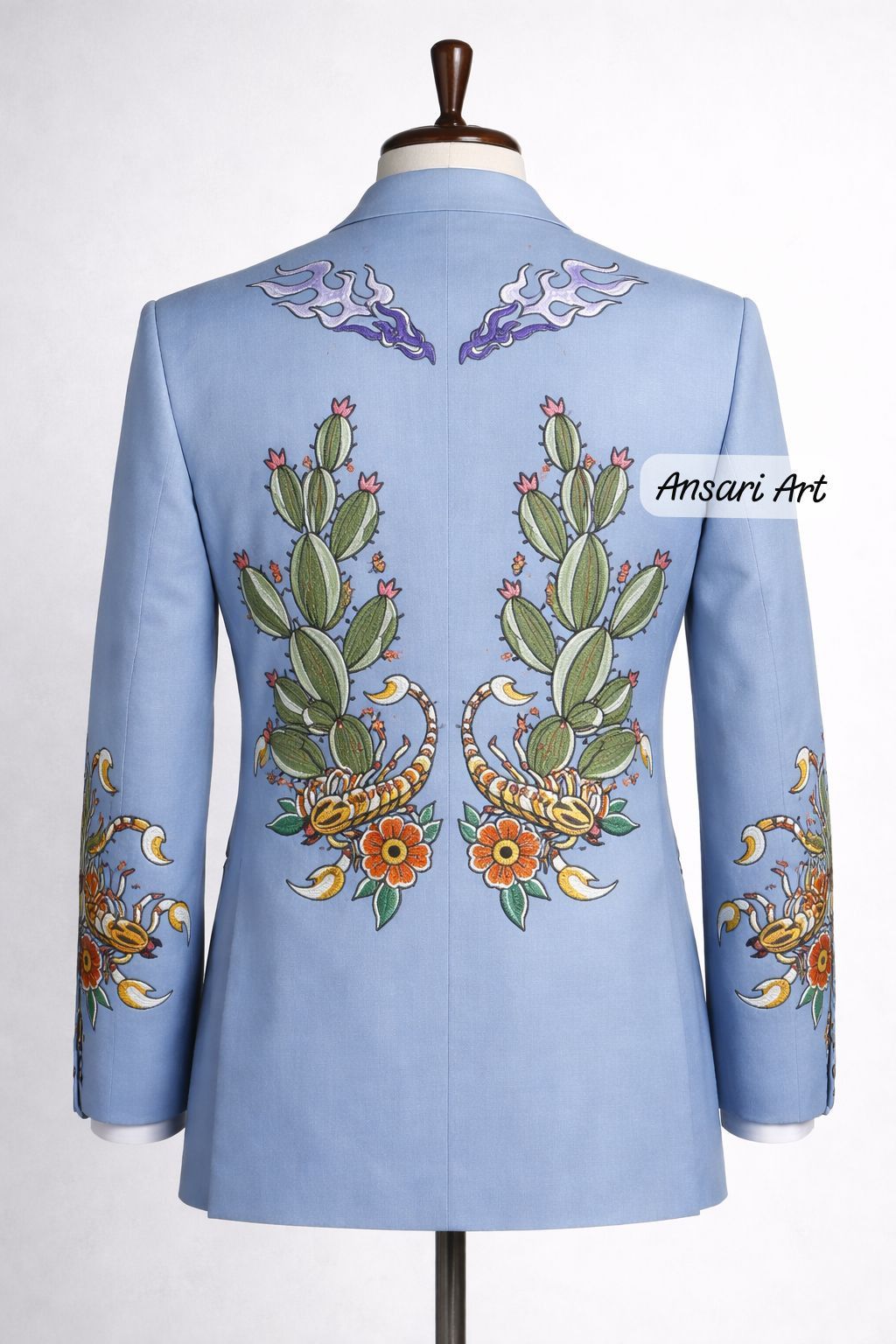 Other Men 2Pc Customized Cactus Embroidery Cocktail Parties Outfit Size 42L - 3 Thumbnail