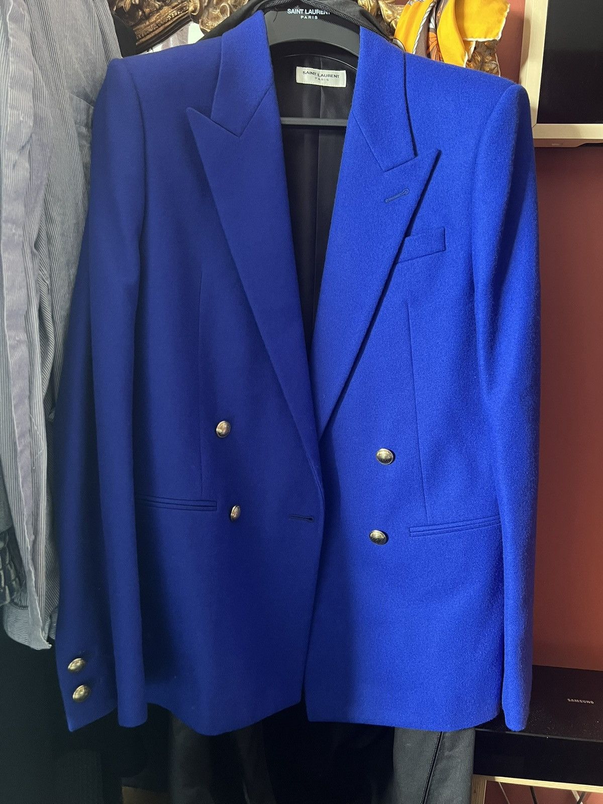 Saint Laurent Paris Blue blazer Saint Laurent with gold buttons size 50 rare Size 50R - 1 Thumbnail