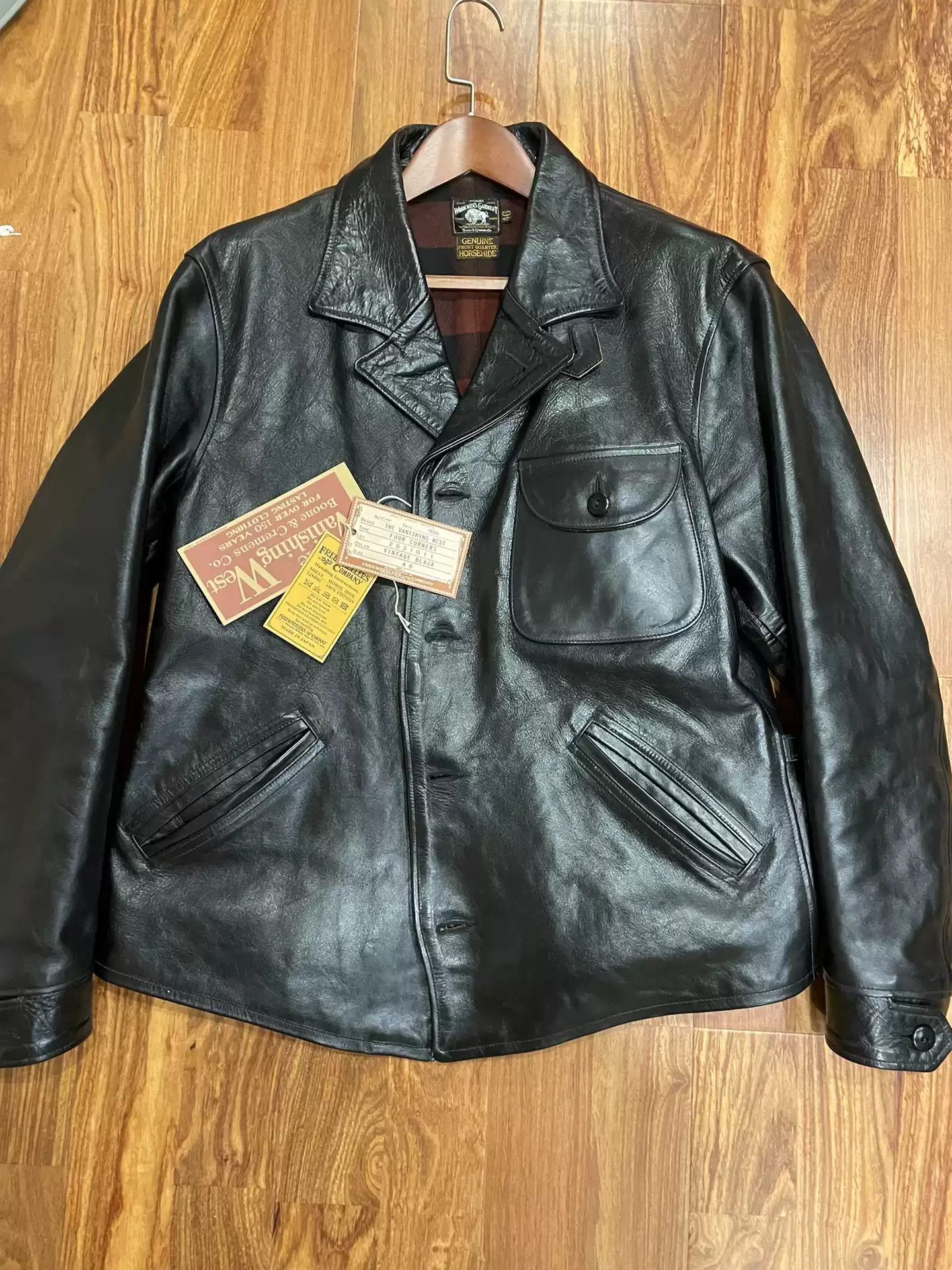 image of Freewheelers Four-Corner Leather Clothes in Black, Men's (Size Medium)