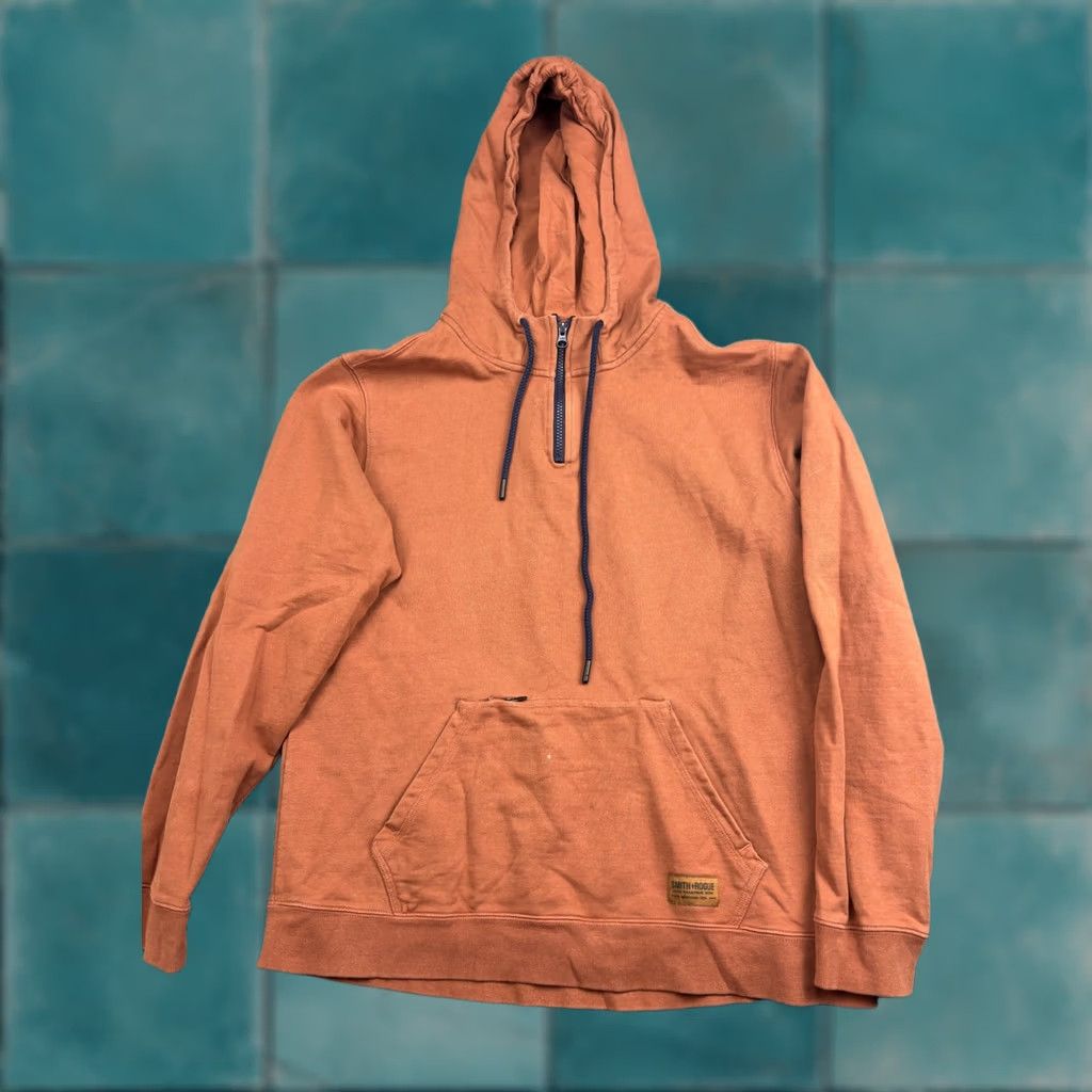 Vintage Smith + Rogue Hoodie Mens L Rust Orange Quarter Zip Drawstring Front Pocket Size US L / EU 52-54 / 3 - 1 Thumbnail