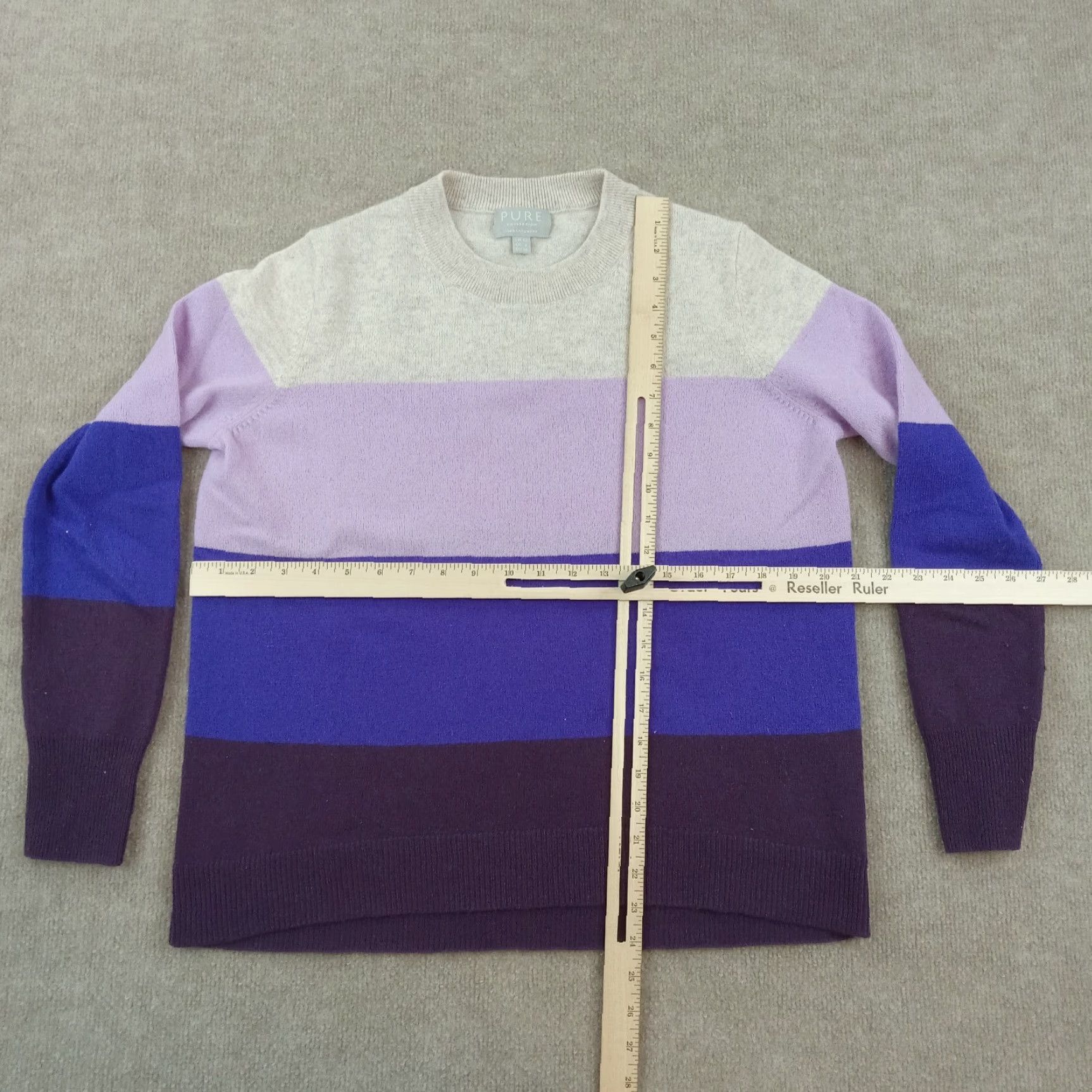 Vintage Pure Cashmere Sweater Womens Extra Large XL Purple Striped Size M / US 6-8 / IT 42-44 - 2 Thumbnail