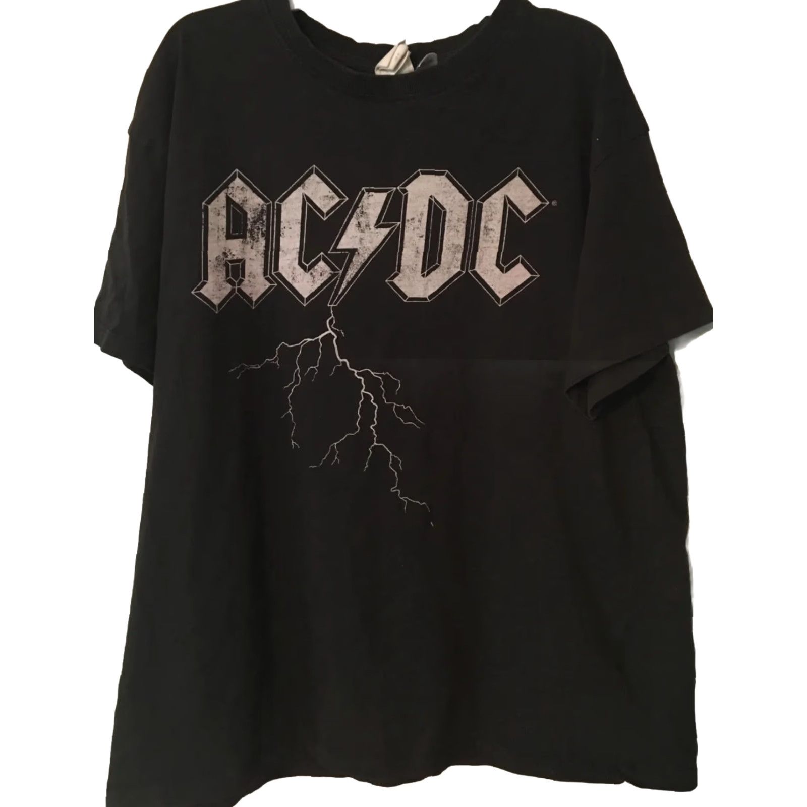 H&M H&M AC/DC Black Logo T-Shirt Womens M Short Sleeve Crew Neck Graphic Print Top, Pullover, Regular Fit, Cotton Blend, Black, SS Size M / US 6-8 / IT 42-44 - 2 Thumbnail