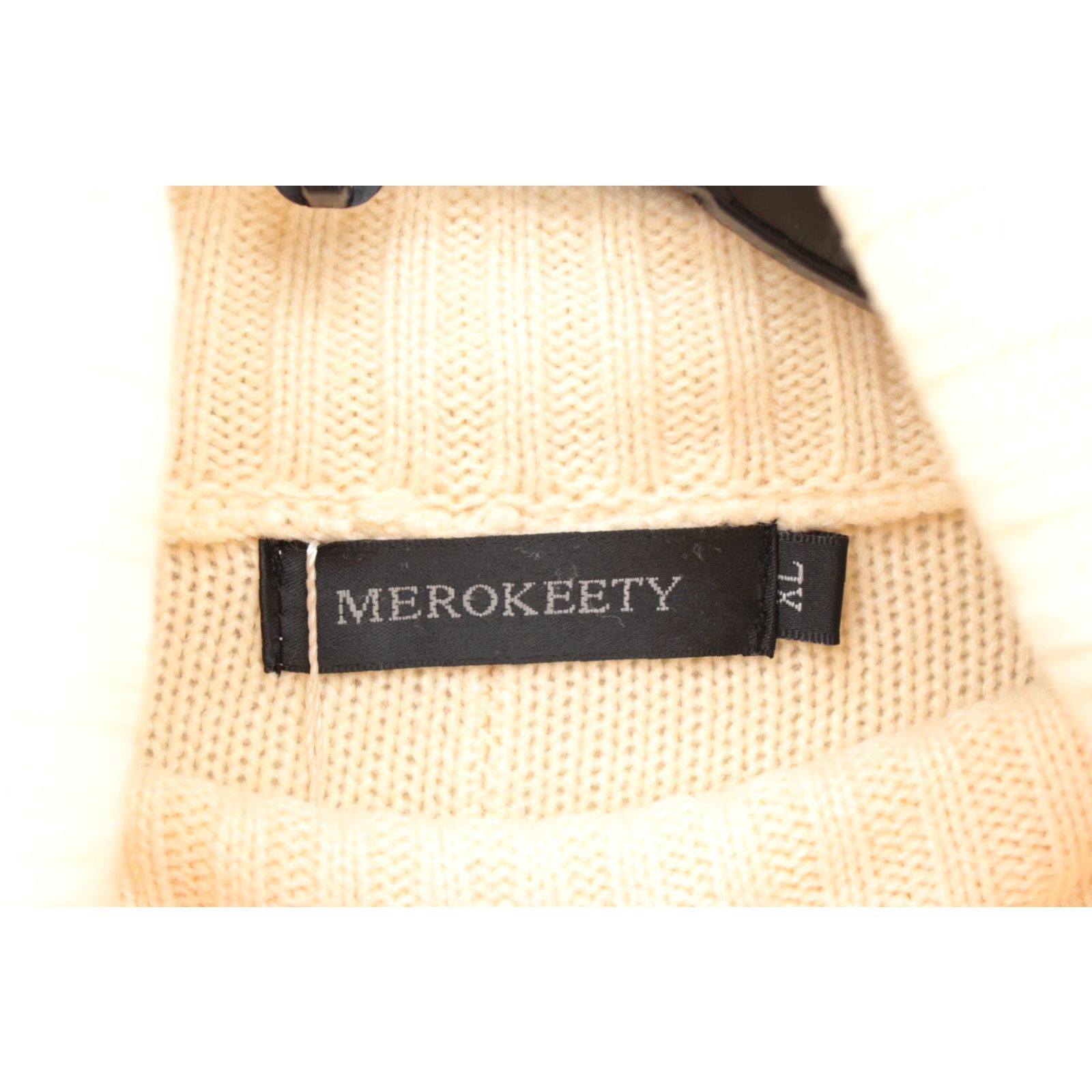 Vintage Merokeety Turtleneck Sweater Women's XL Beige Long Sleeve Pullover Cozy Knit Cable Knit NWT Vintage: No Size XL / US 12-14 / IT 48-50 - 5 Thumbnail